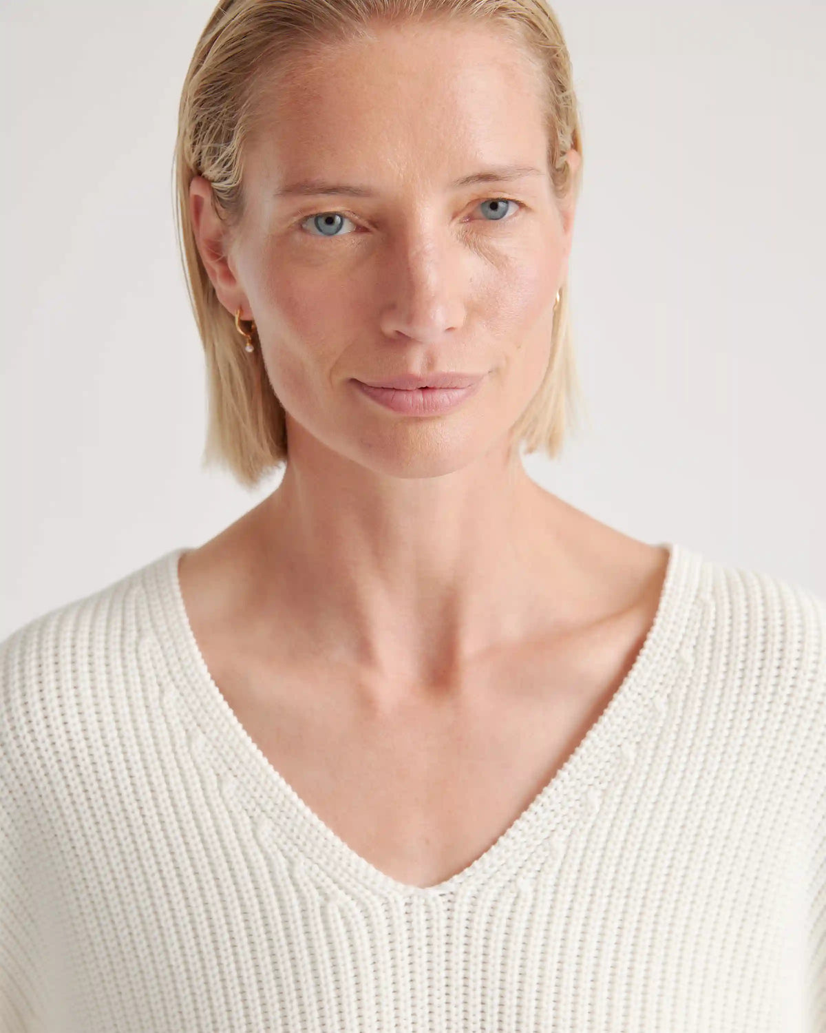 100% Organic Cotton Fisherman V-Neck Sweater