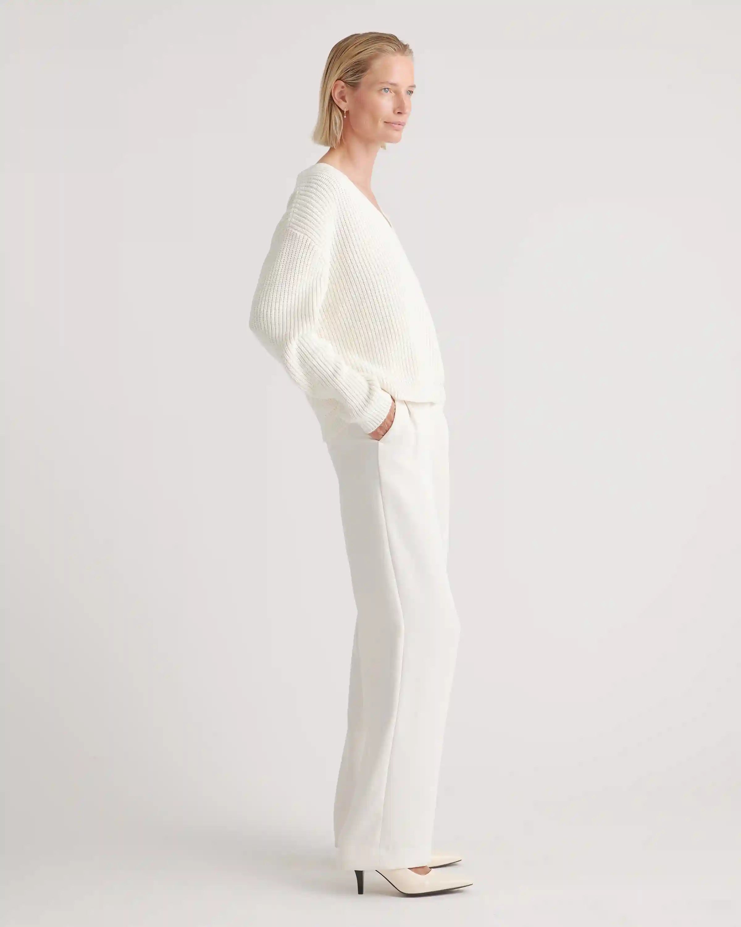 100% Organic Cotton Fisherman V-Neck Sweater