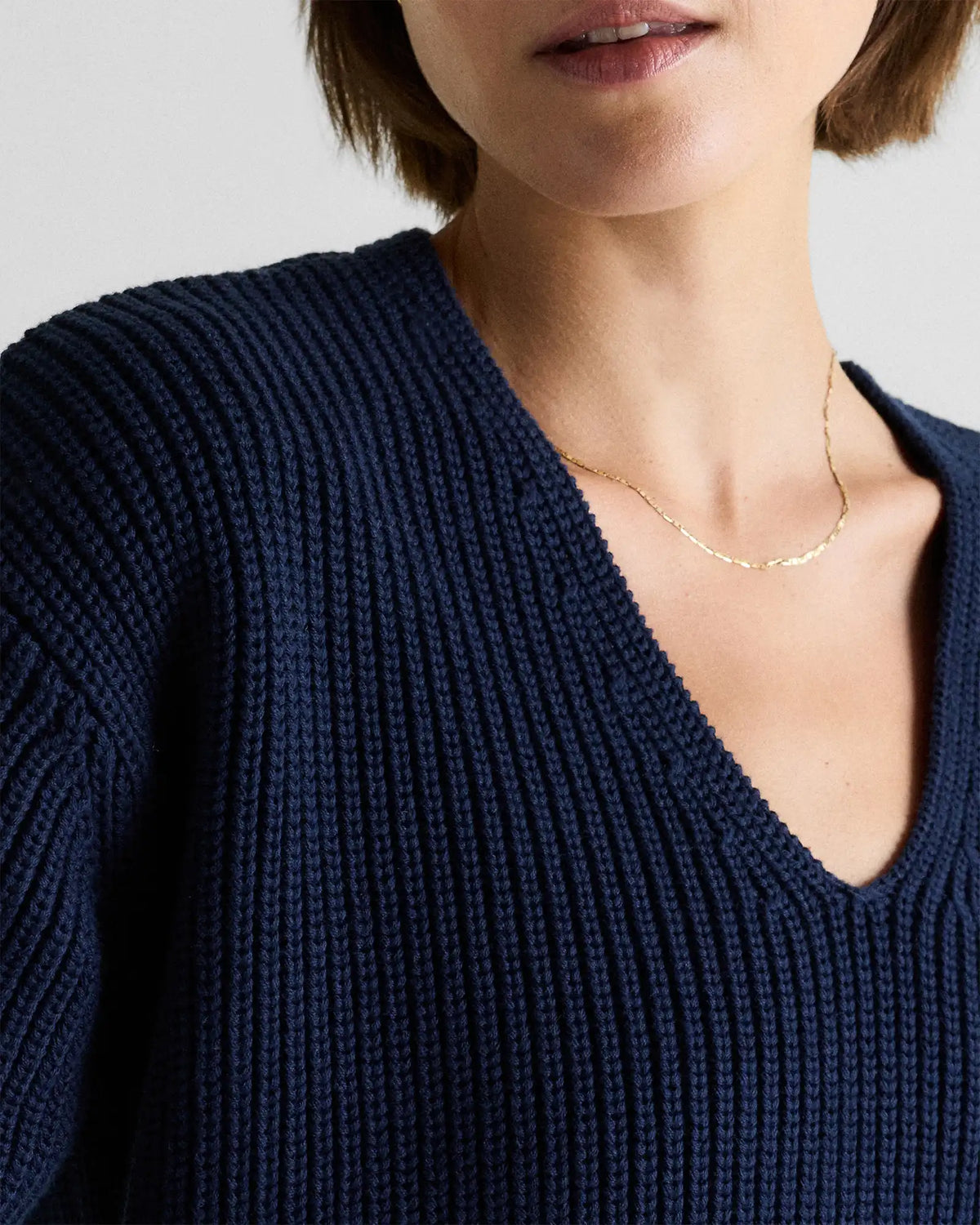 100% Organic Cotton Fisherman V-Neck Sweater