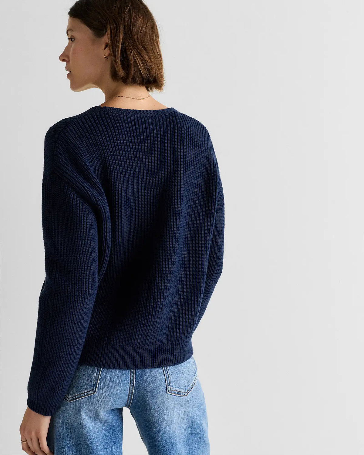 100% Organic Cotton Fisherman V-Neck Sweater