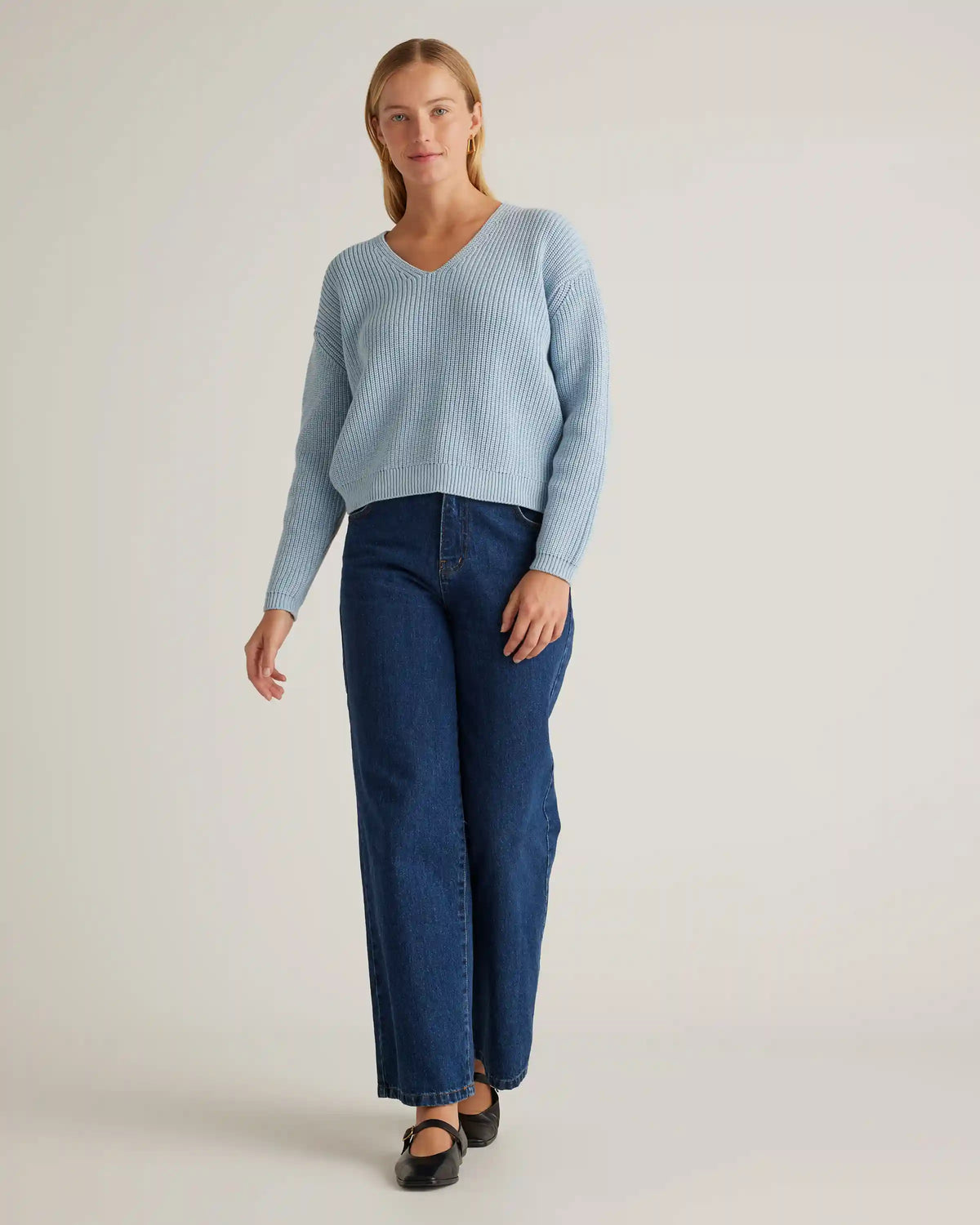100% Organic Cotton Fisherman V-Neck Sweater
