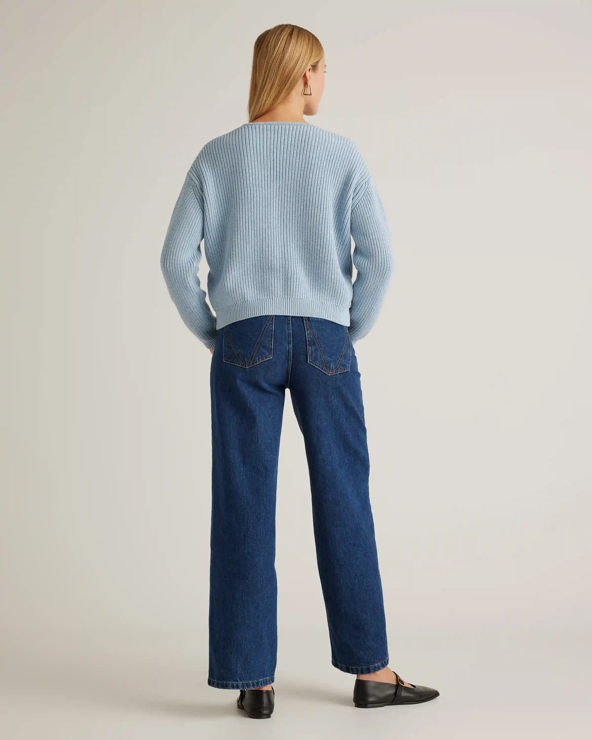 100% Organic Cotton Fisherman V-Neck Sweater