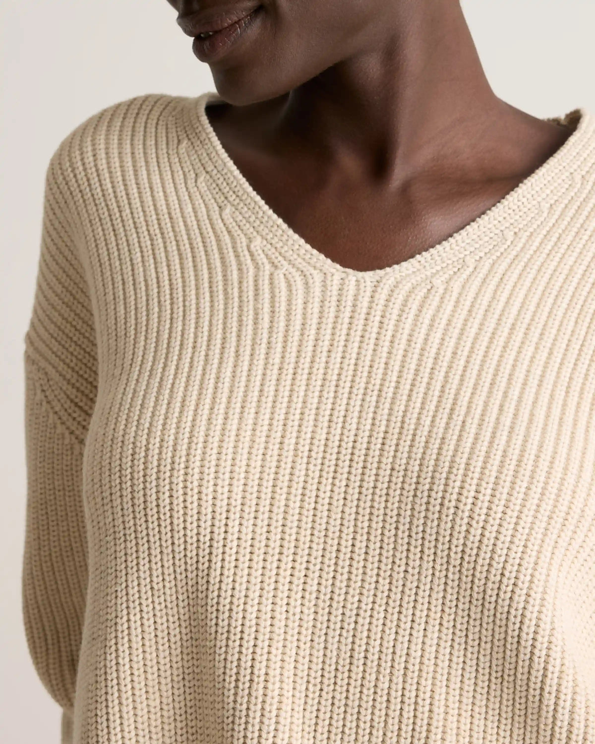 100% Organic Cotton Fisherman V-Neck Sweater