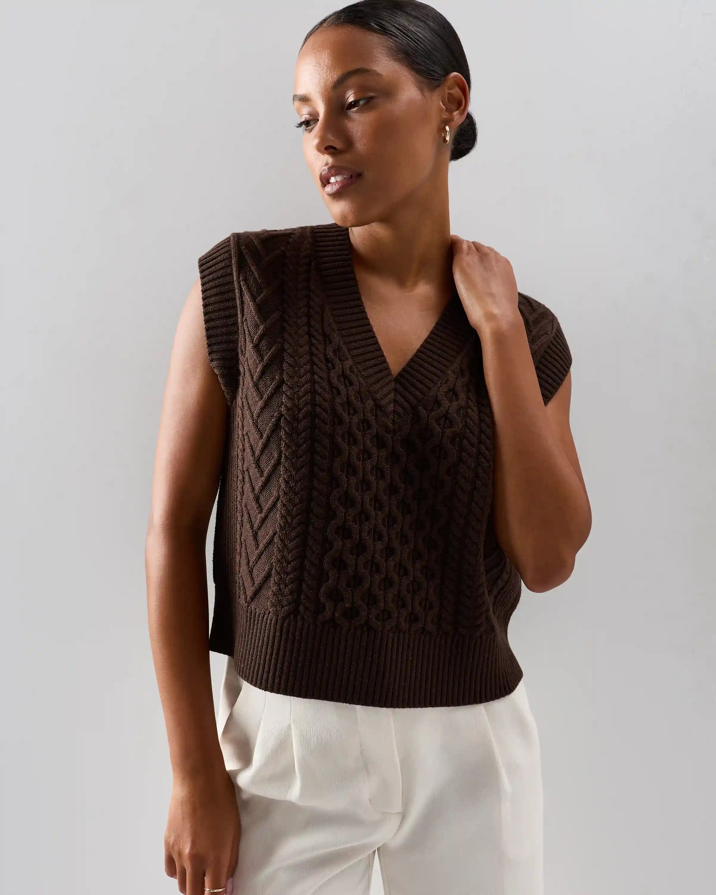 Australian Merino Wool Cable Sweater Vest
