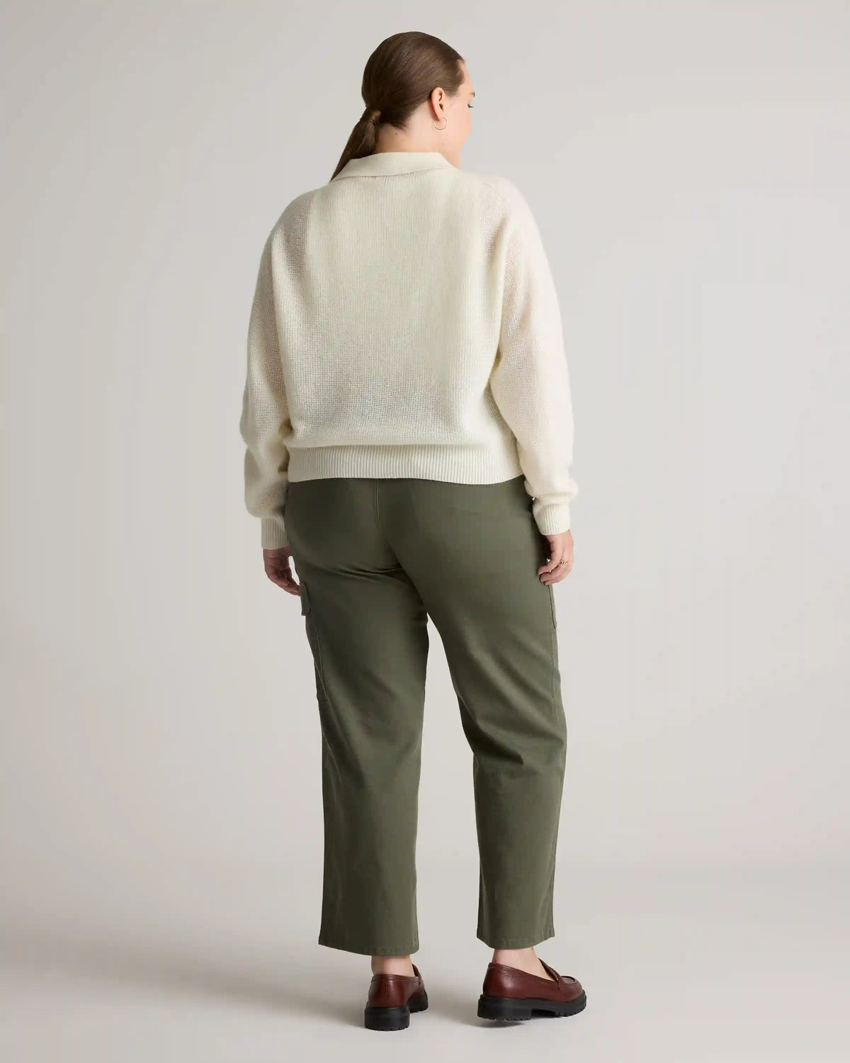 Baby Alpaca-Wool Waffle Stitch Polo Sweater