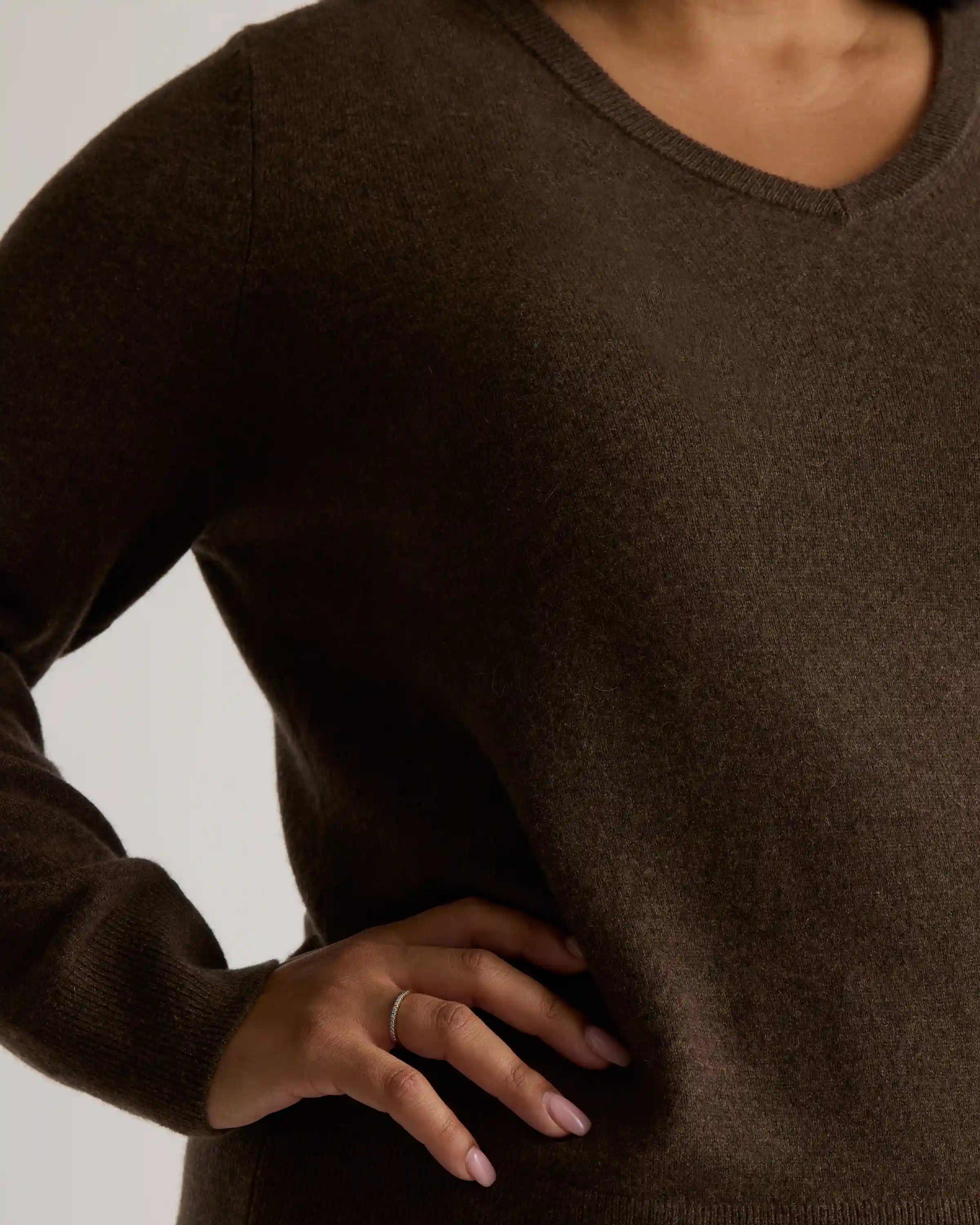 Mongolian Cashmere V-Neck Sweater