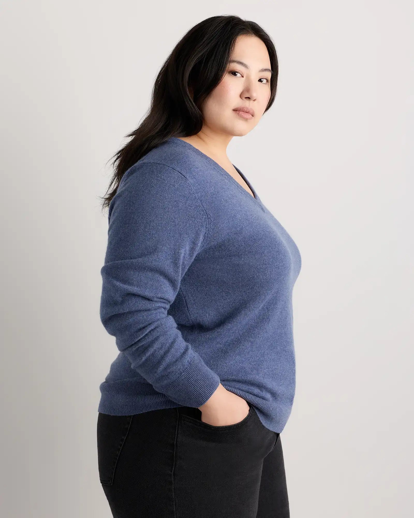 Mongolian Cashmere V-Neck Sweater