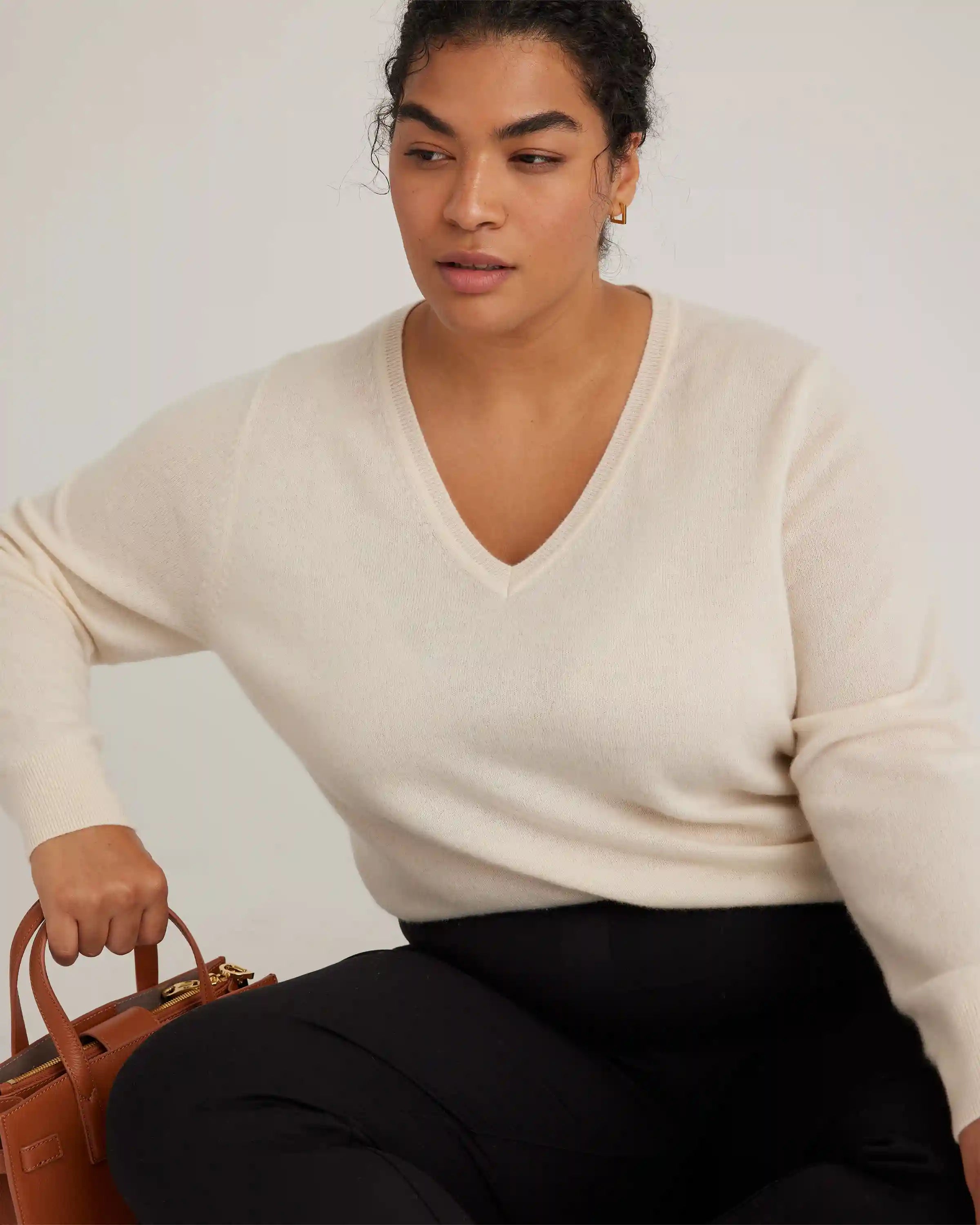 Mongolian Cashmere V-Neck Sweater