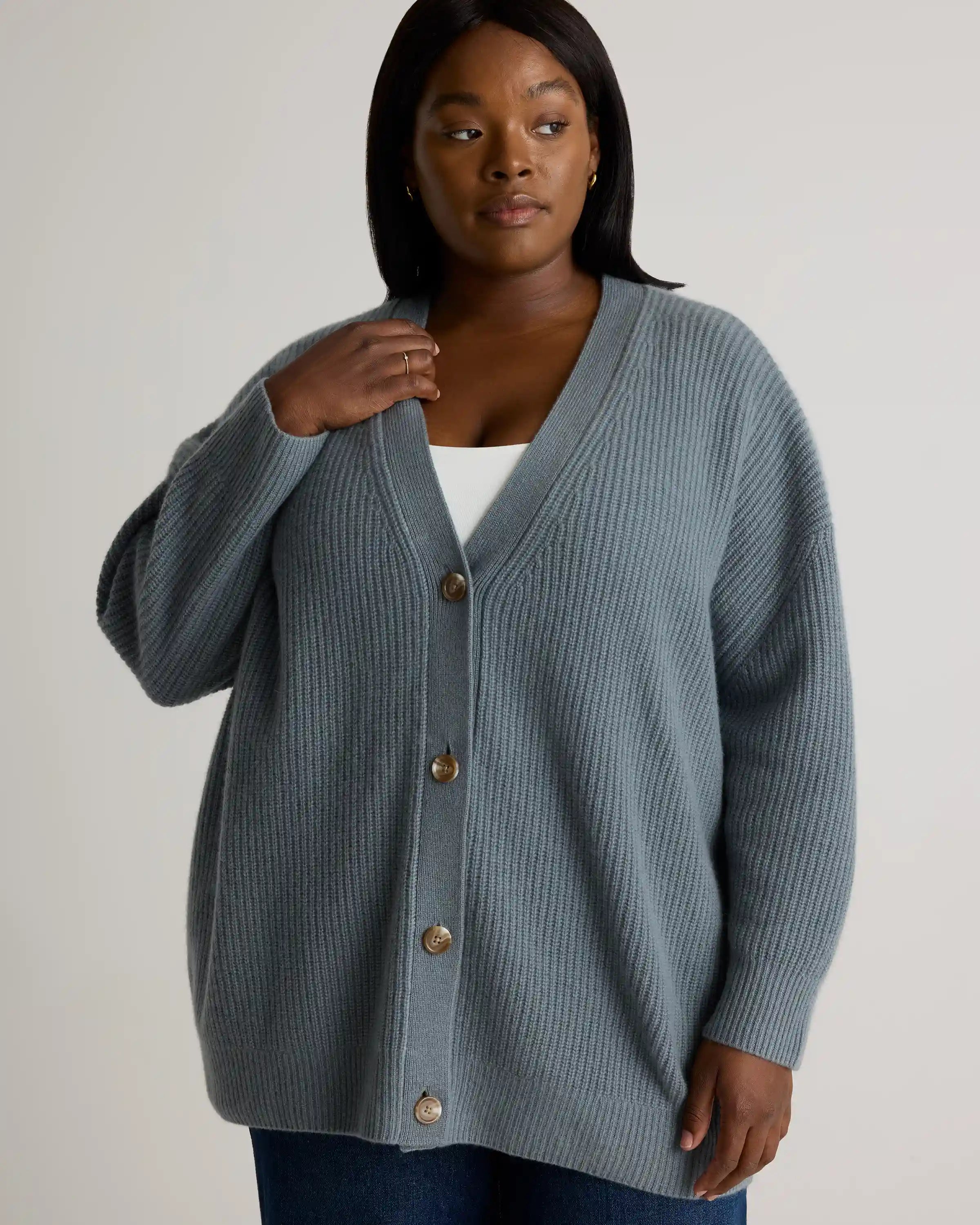 Mongolian Cashmere Oversized Boyfriend Cardigan Sweater