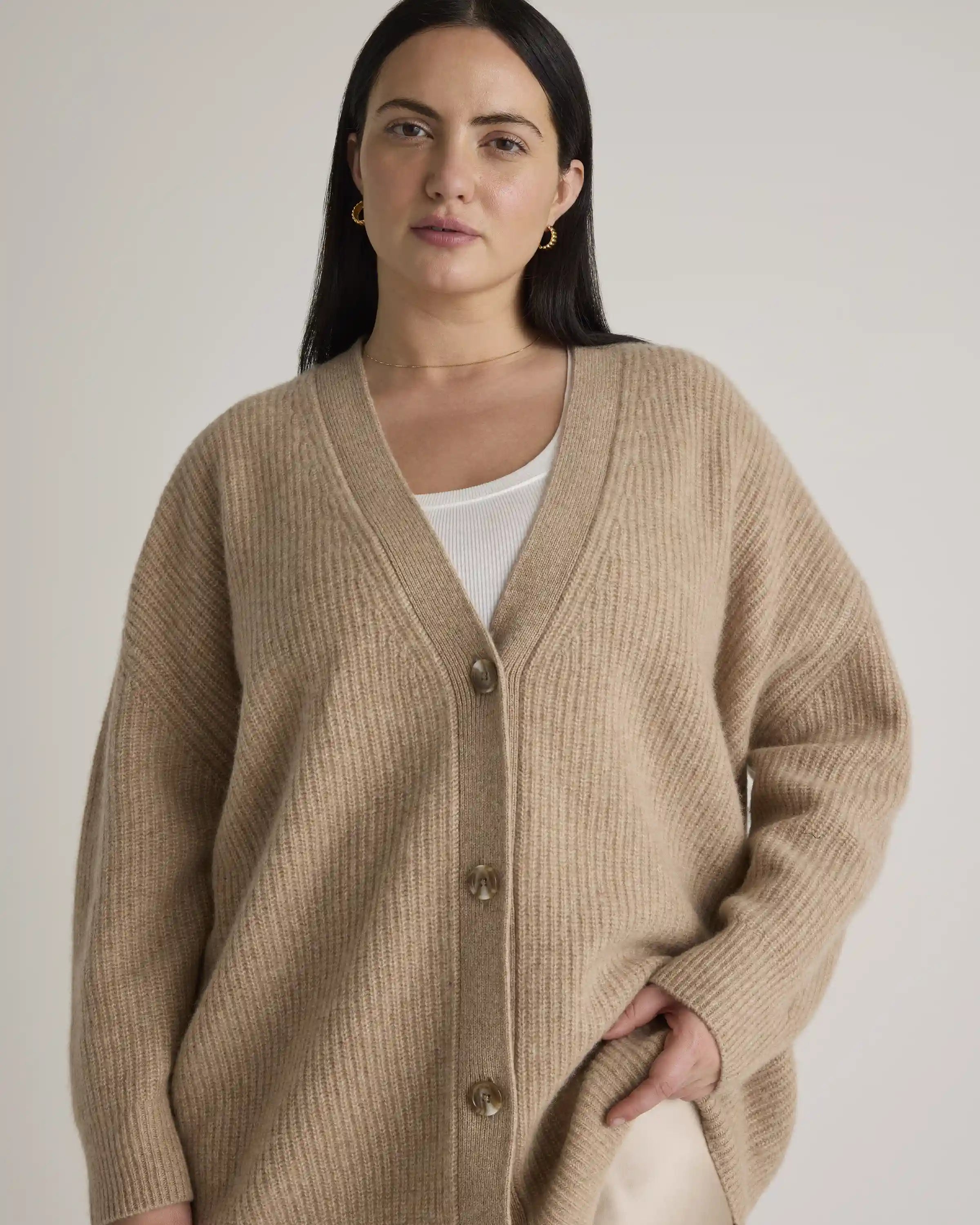 Mongolian Cashmere Oversized Boyfriend Cardigan Sweater