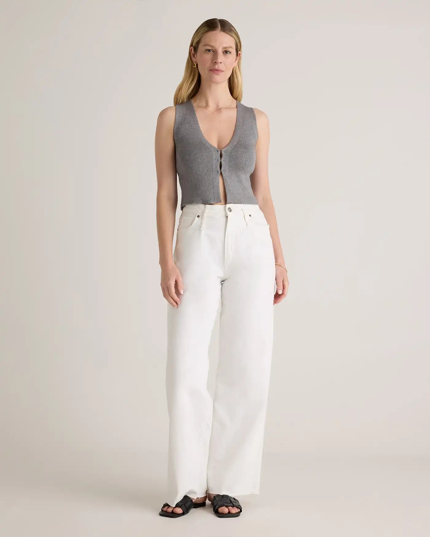 Eco-Knit Split Front Sweater Vest