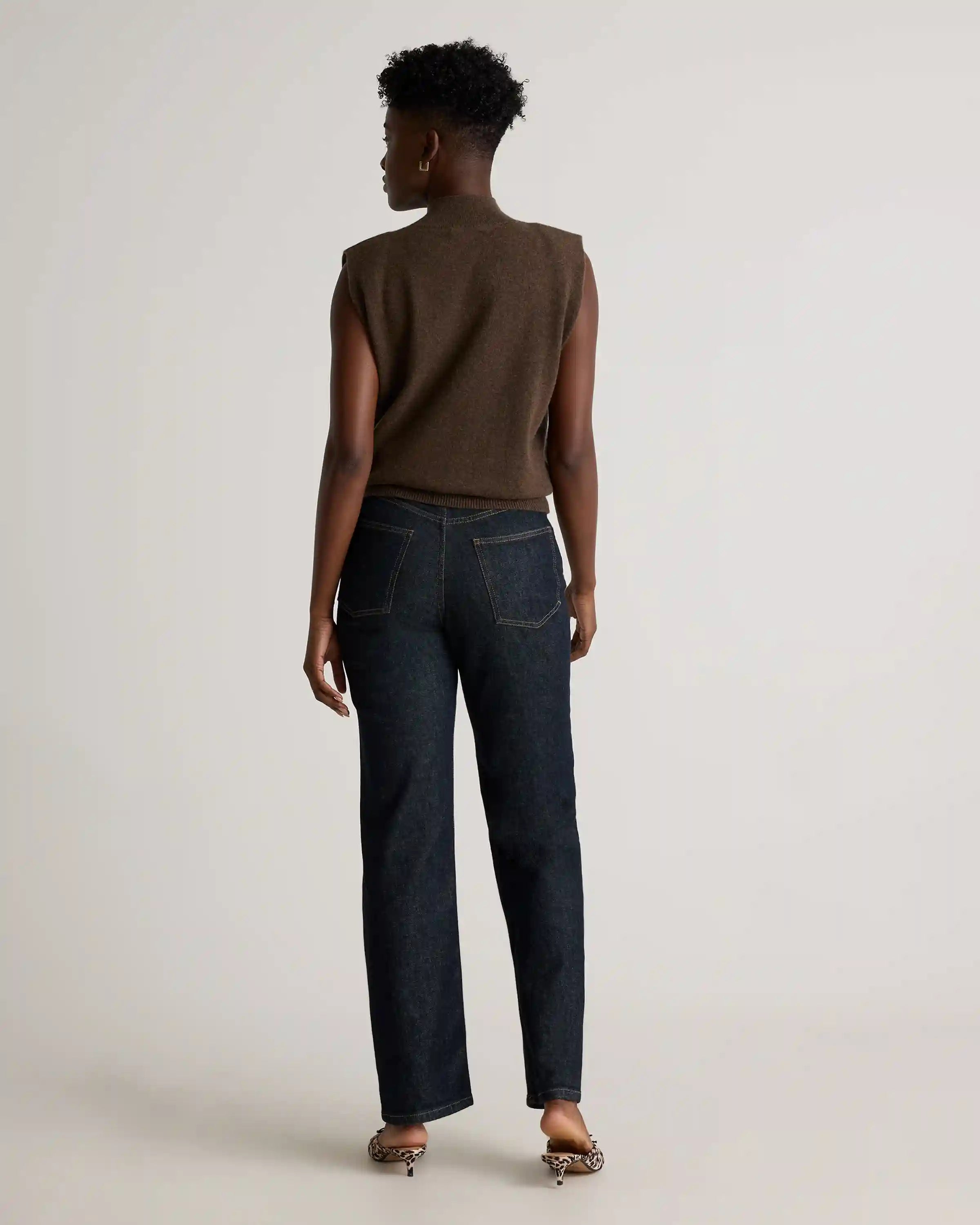 Mongolian Cashmere Padded-Shoulder Sweater Tank