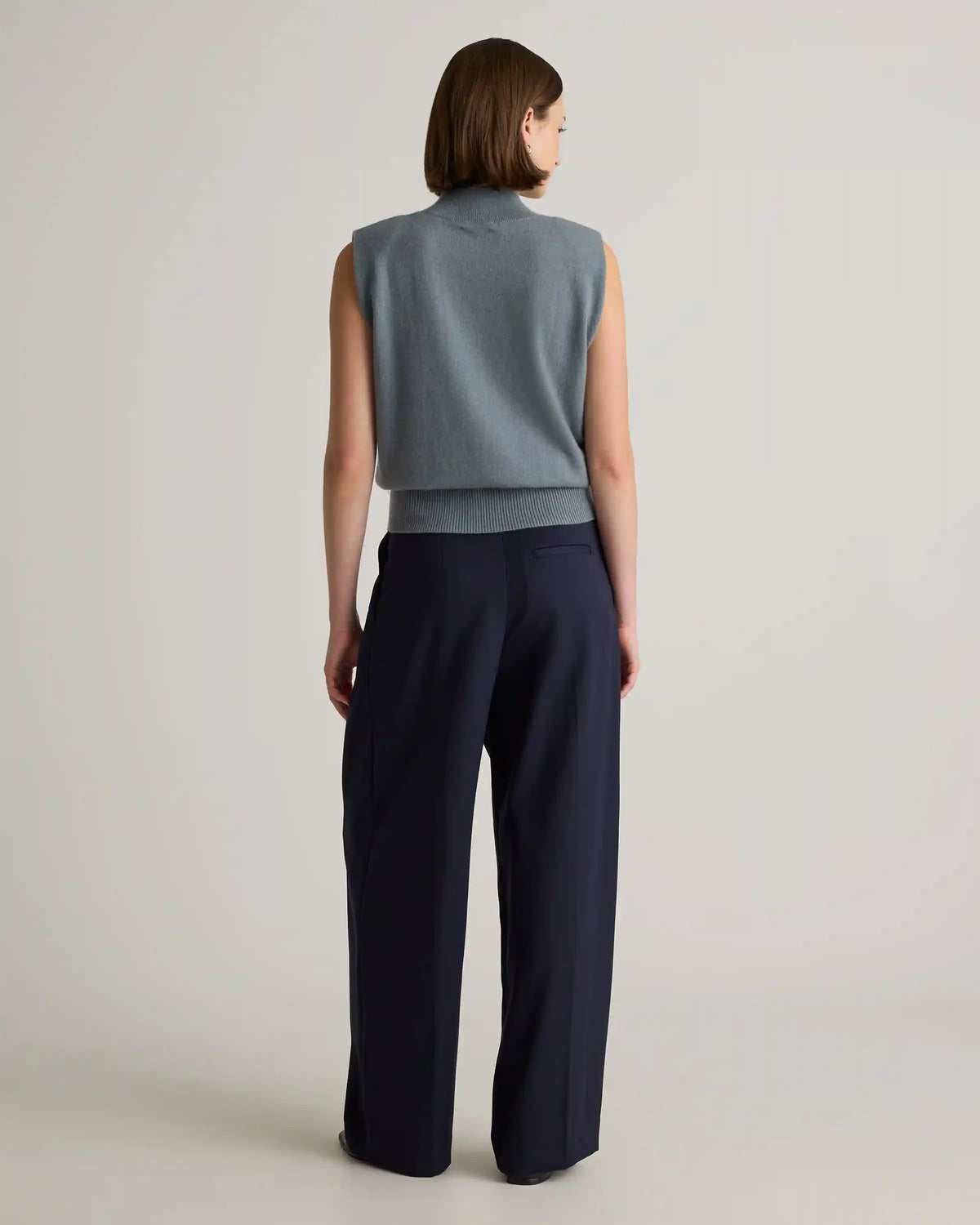 Mongolian Cashmere Padded-Shoulder Sweater Tank