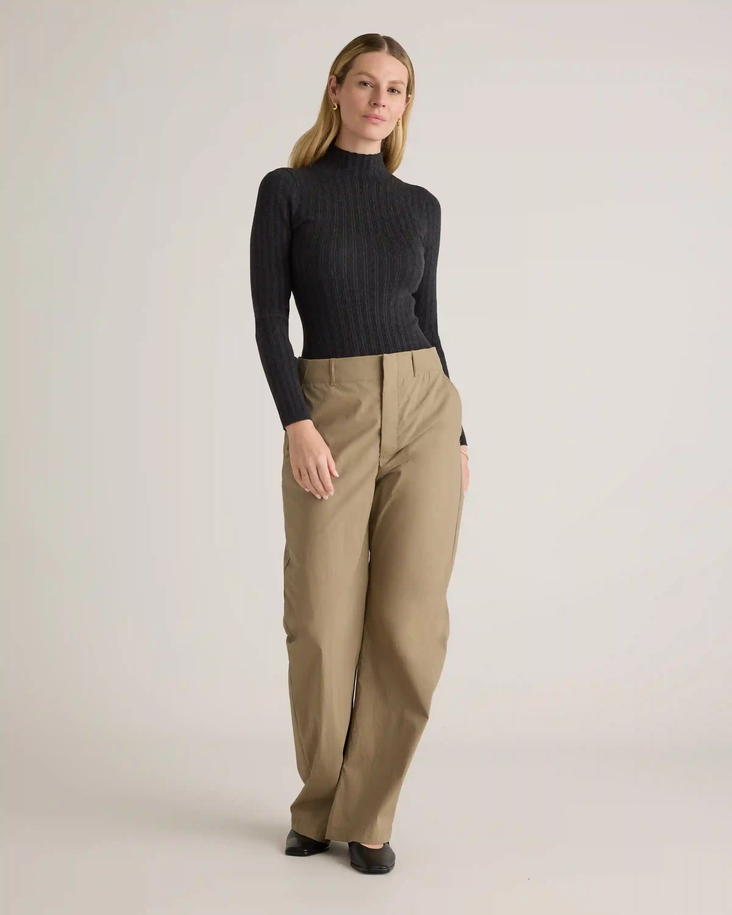 Cotton Cashmere Ribbed Turtleneck Bodysuit