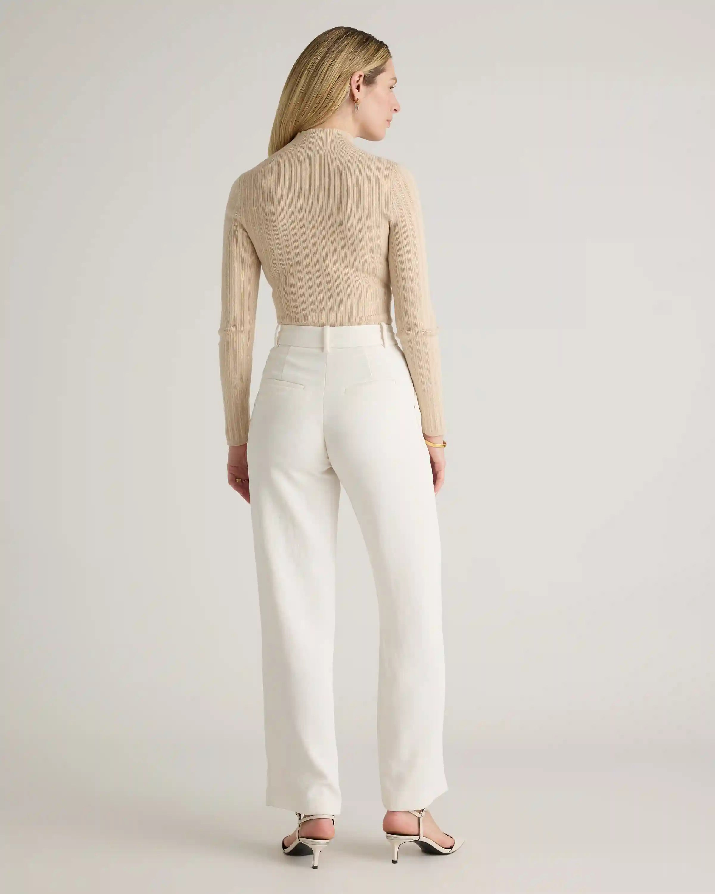 Cotton Cashmere Ribbed Turtleneck Bodysuit