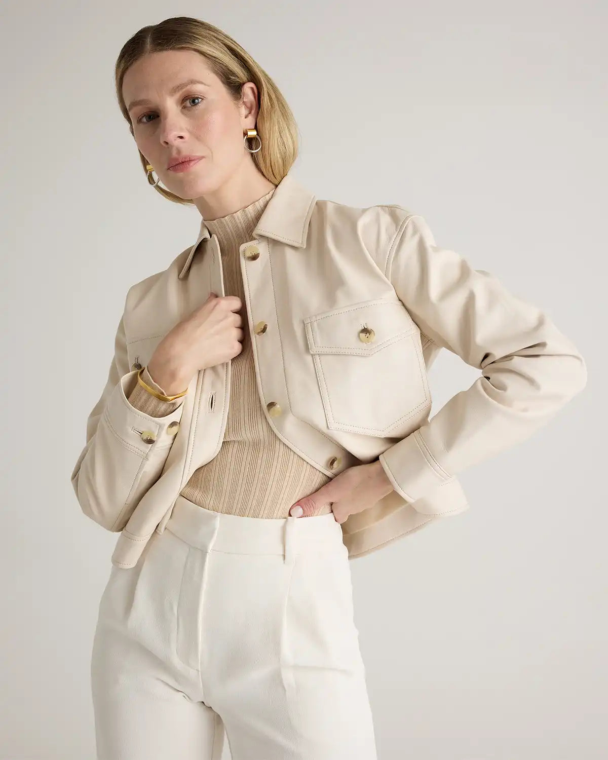 Cotton Cashmere Ribbed Turtleneck Bodysuit