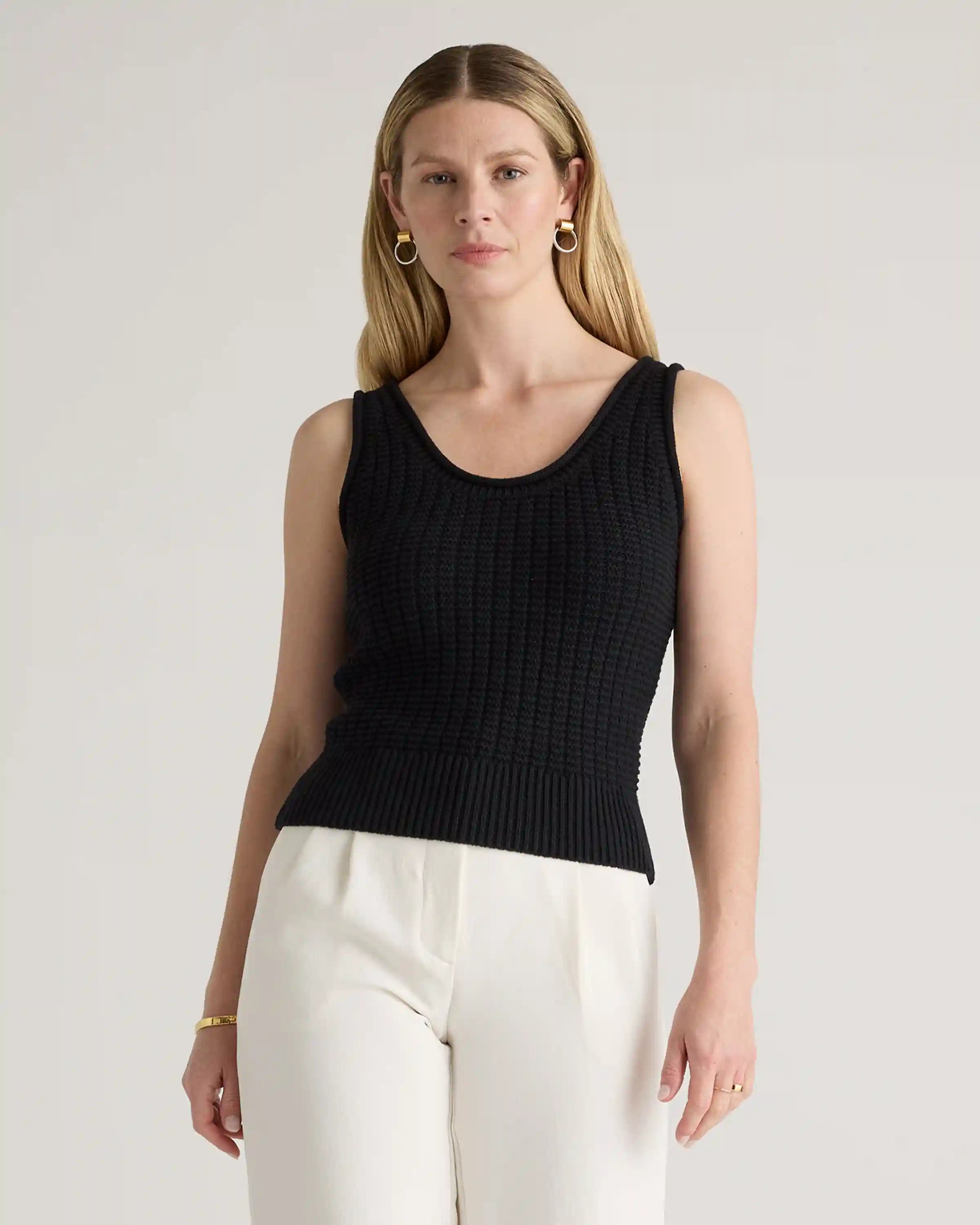 100% Organic Cotton Waffle Cropped Sweater Tank