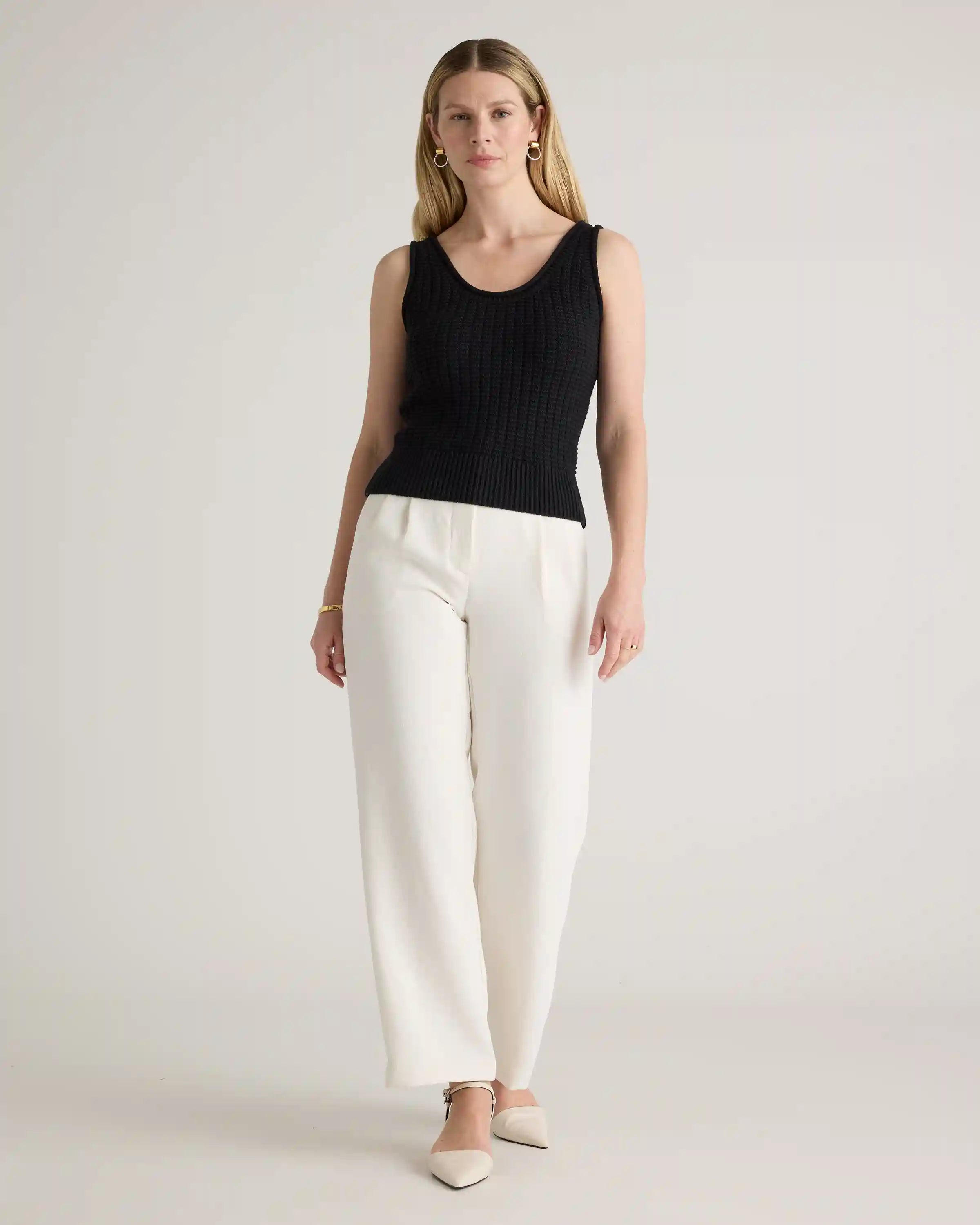 100% Organic Cotton Waffle Cropped Sweater Tank