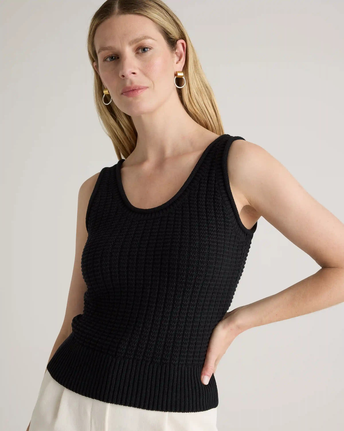 100% Organic Cotton Waffle Cropped Sweater Tank