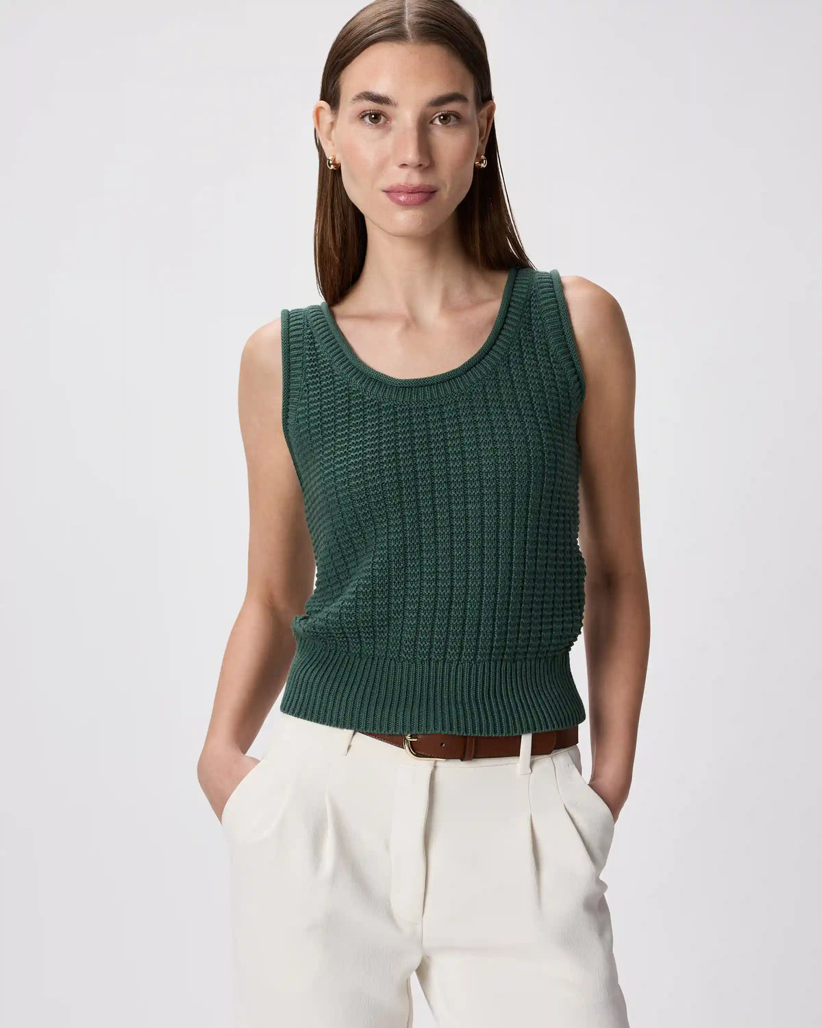 100% Organic Cotton Waffle Cropped Sweater Tank