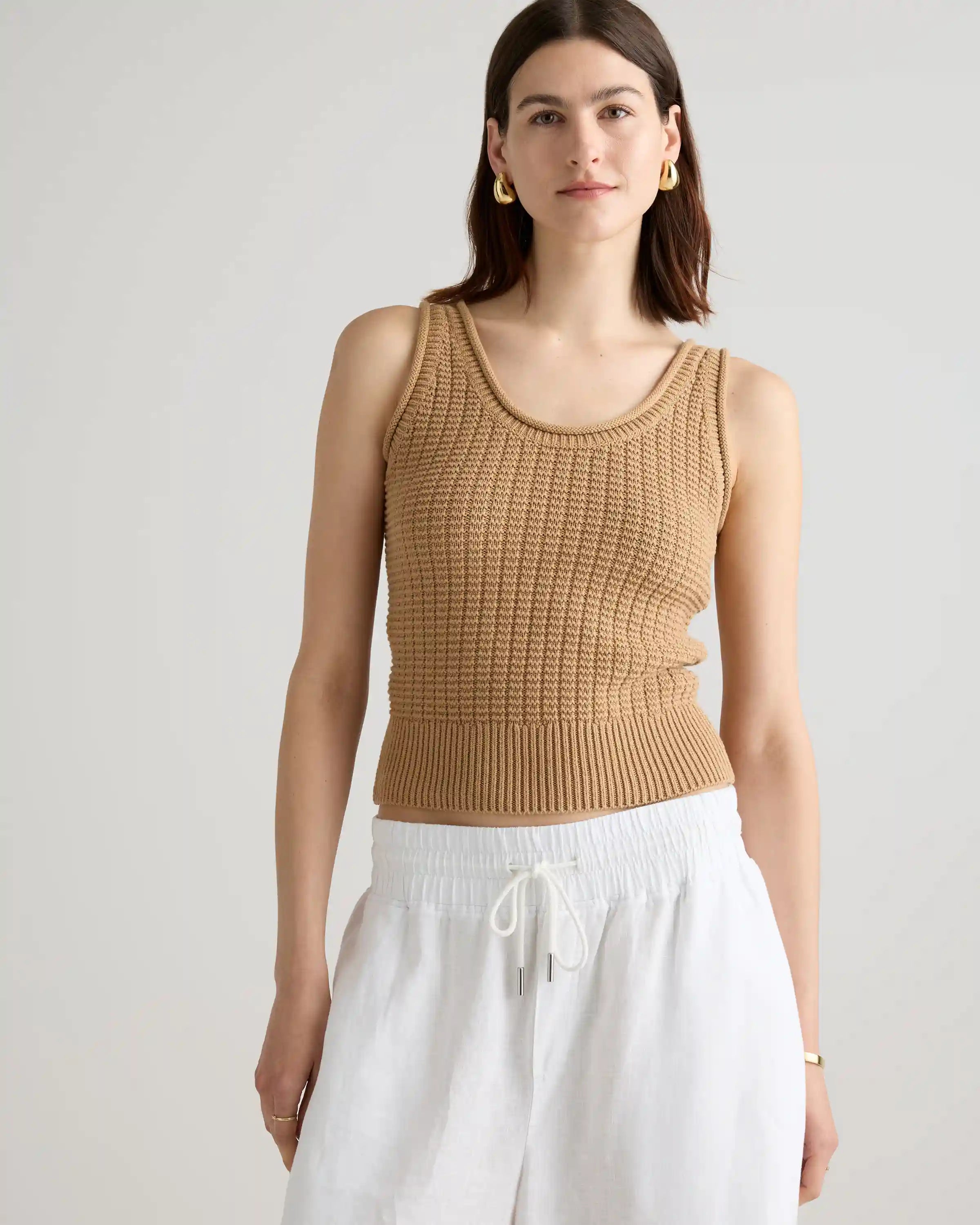 100% Organic Cotton Waffle Cropped Sweater Tank