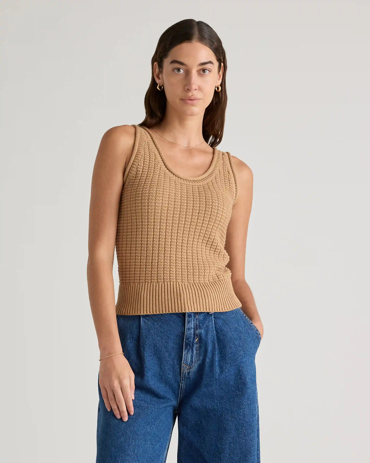 100% Organic Cotton Waffle Cropped Sweater Tank