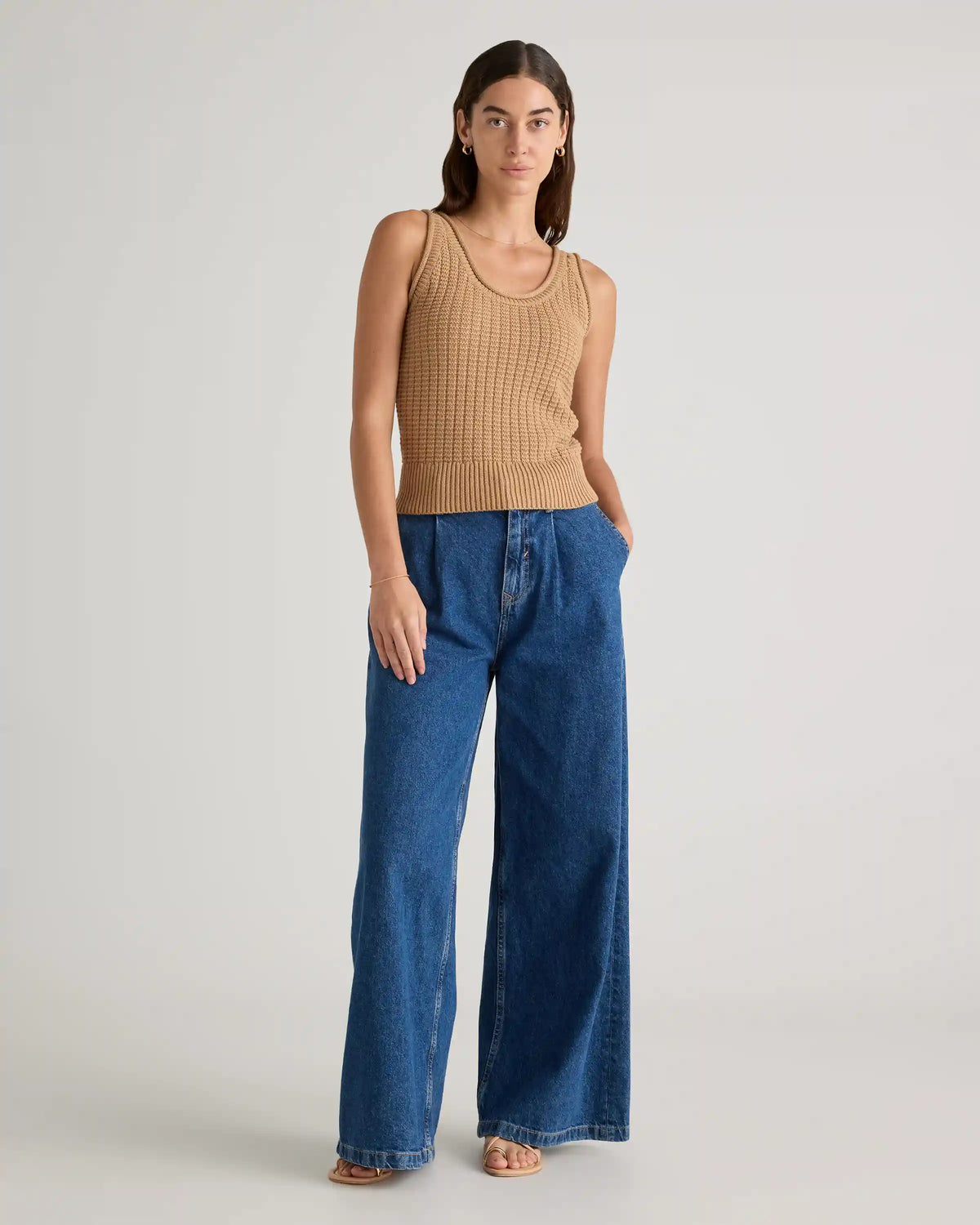 100% Organic Cotton Waffle Cropped Sweater Tank