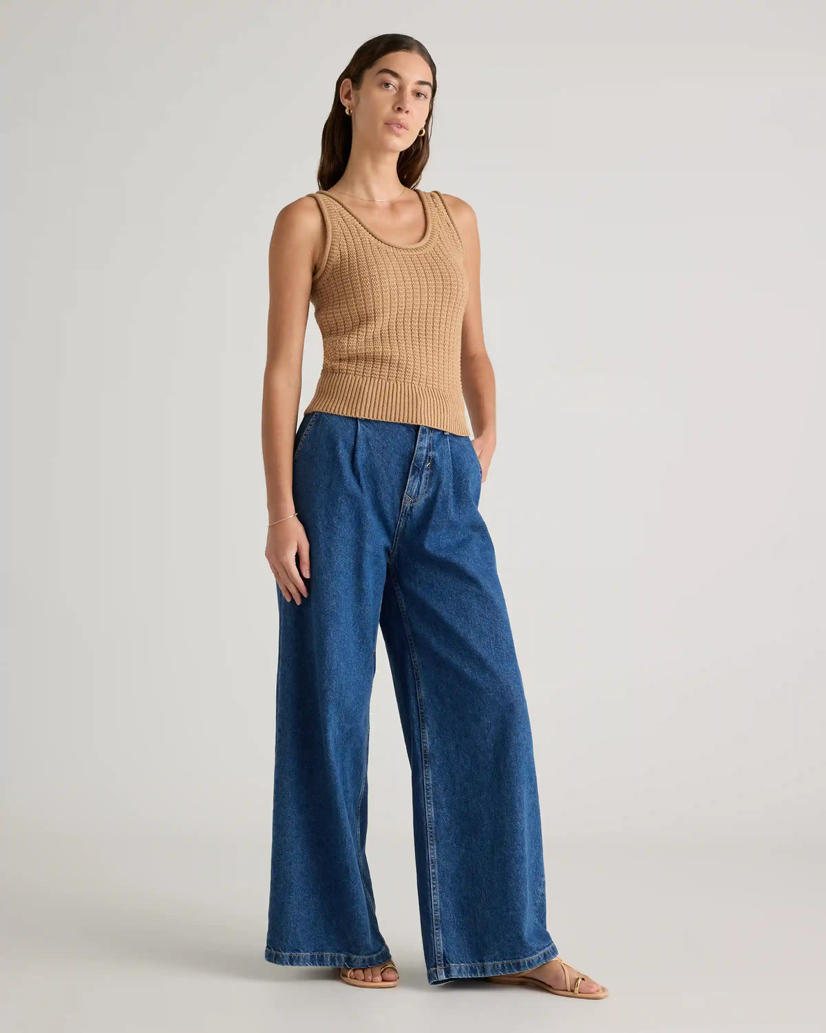 100% Organic Cotton Waffle Cropped Sweater Tank