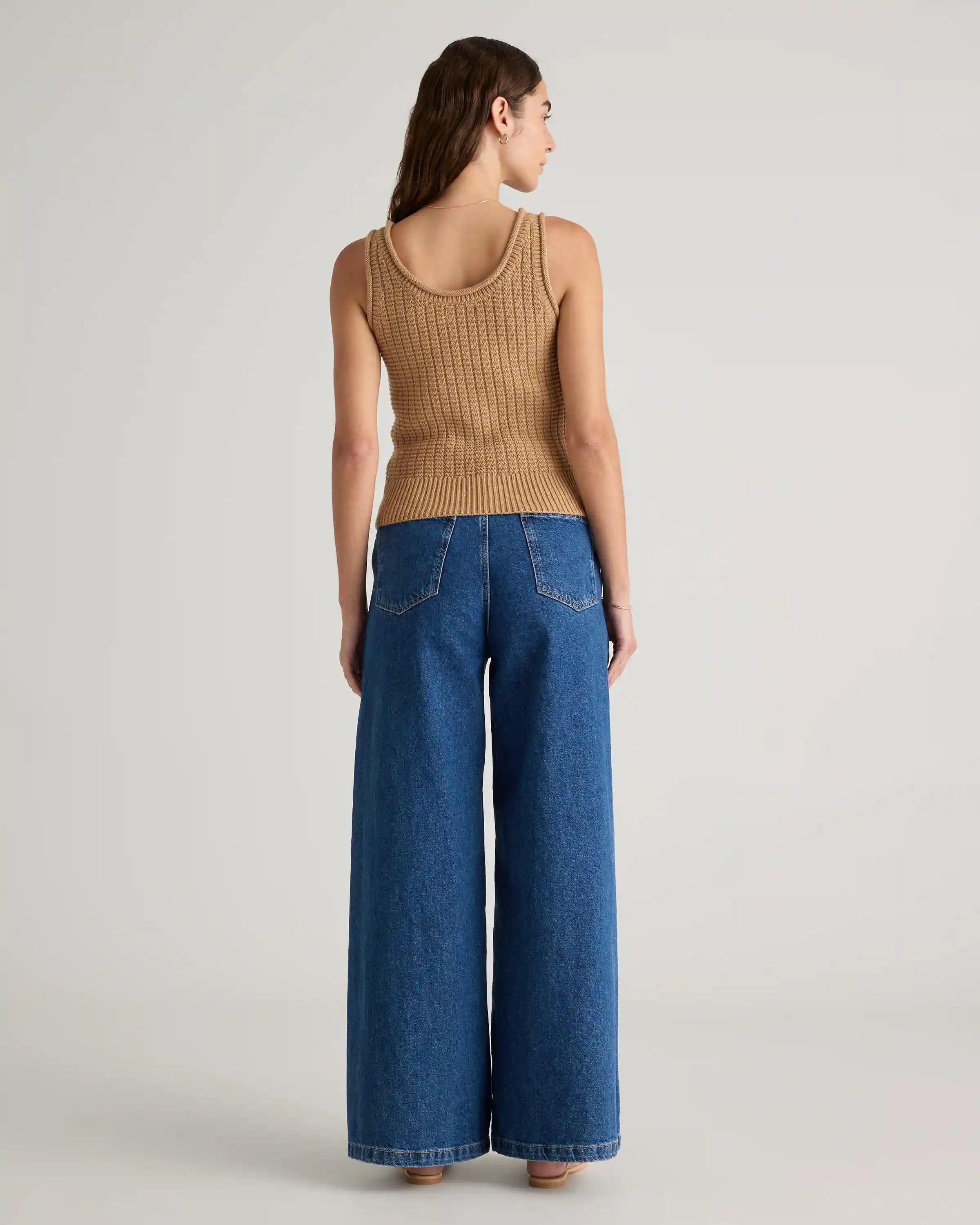 100% Organic Cotton Waffle Cropped Sweater Tank