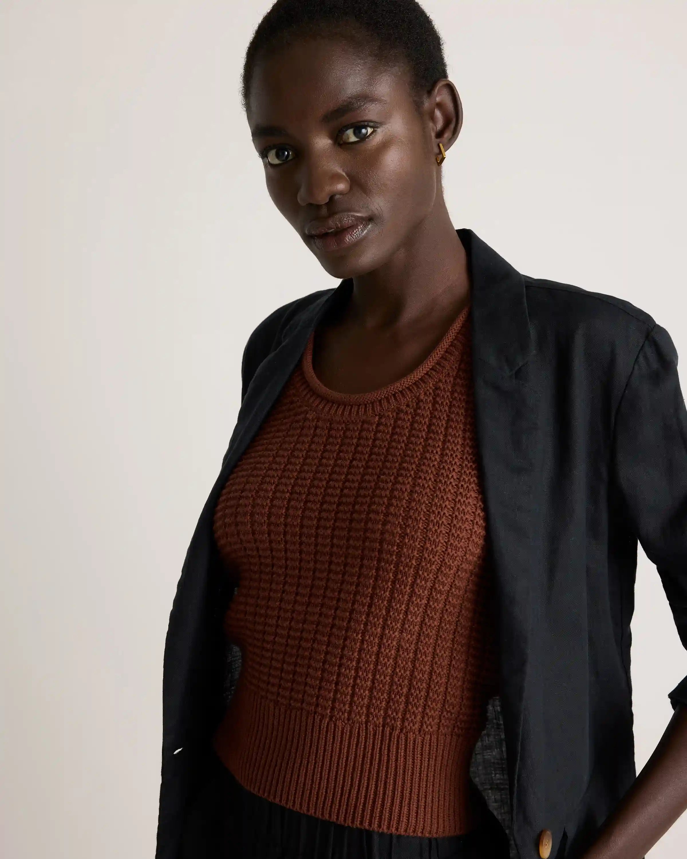 100% Organic Cotton Waffle Cropped Sweater Tank