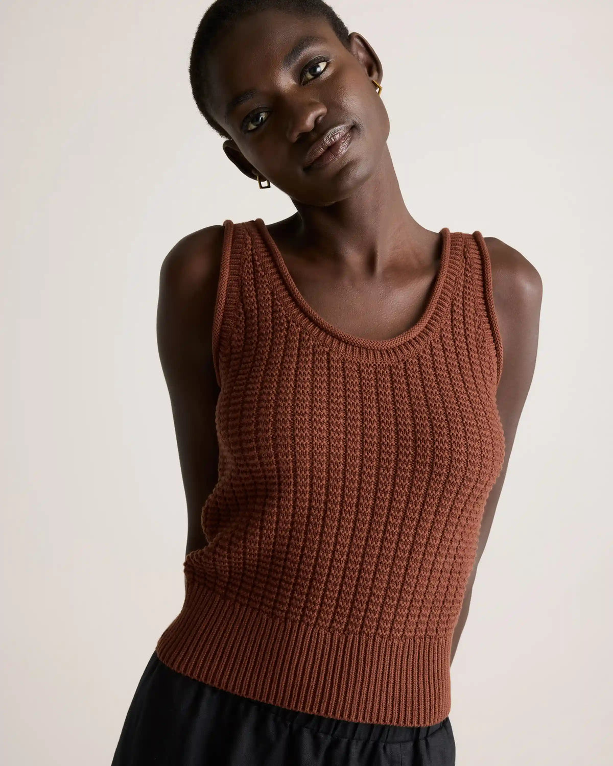 100% Organic Cotton Waffle Cropped Sweater Tank