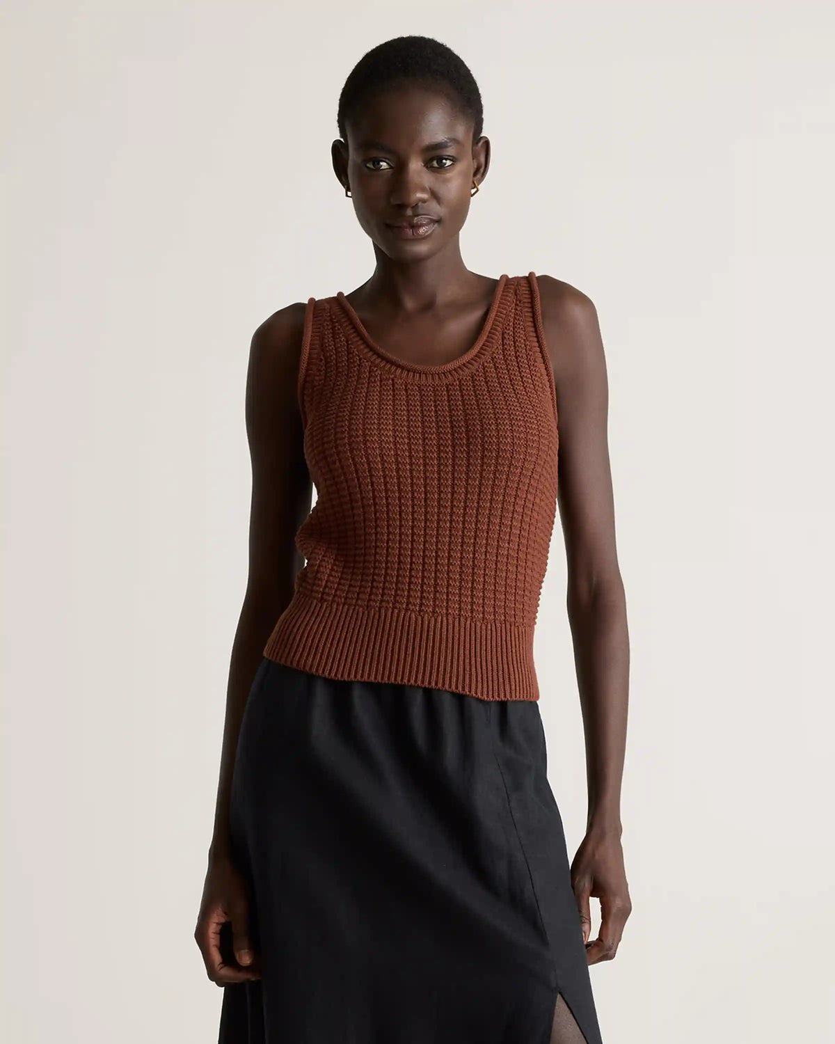 100% Organic Cotton Waffle Cropped Sweater Tank