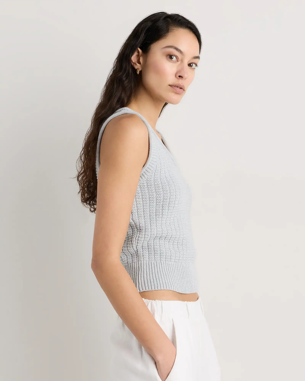 100% Organic Cotton Waffle Cropped Sweater Tank