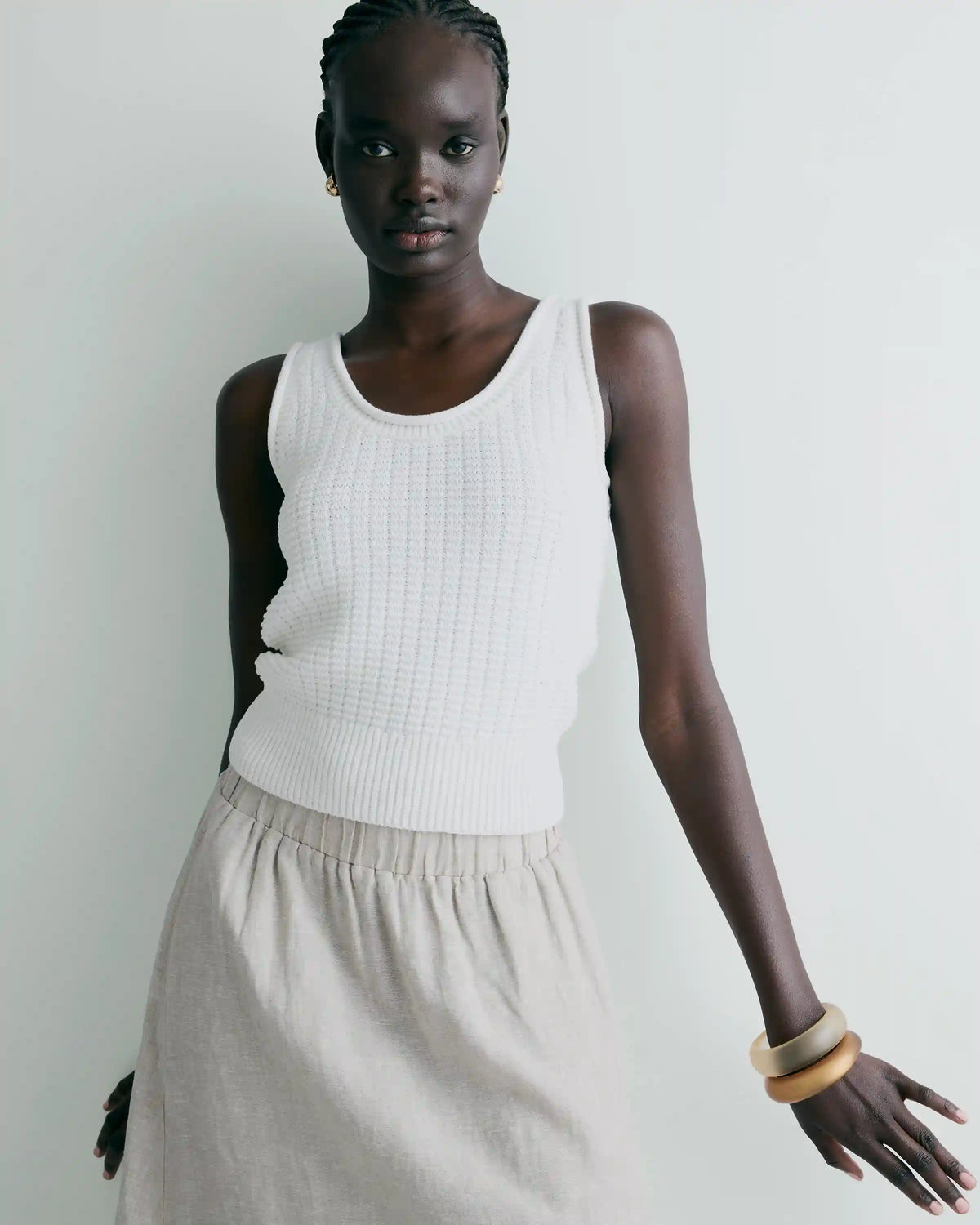 100% Organic Cotton Waffle Cropped Sweater Tank
