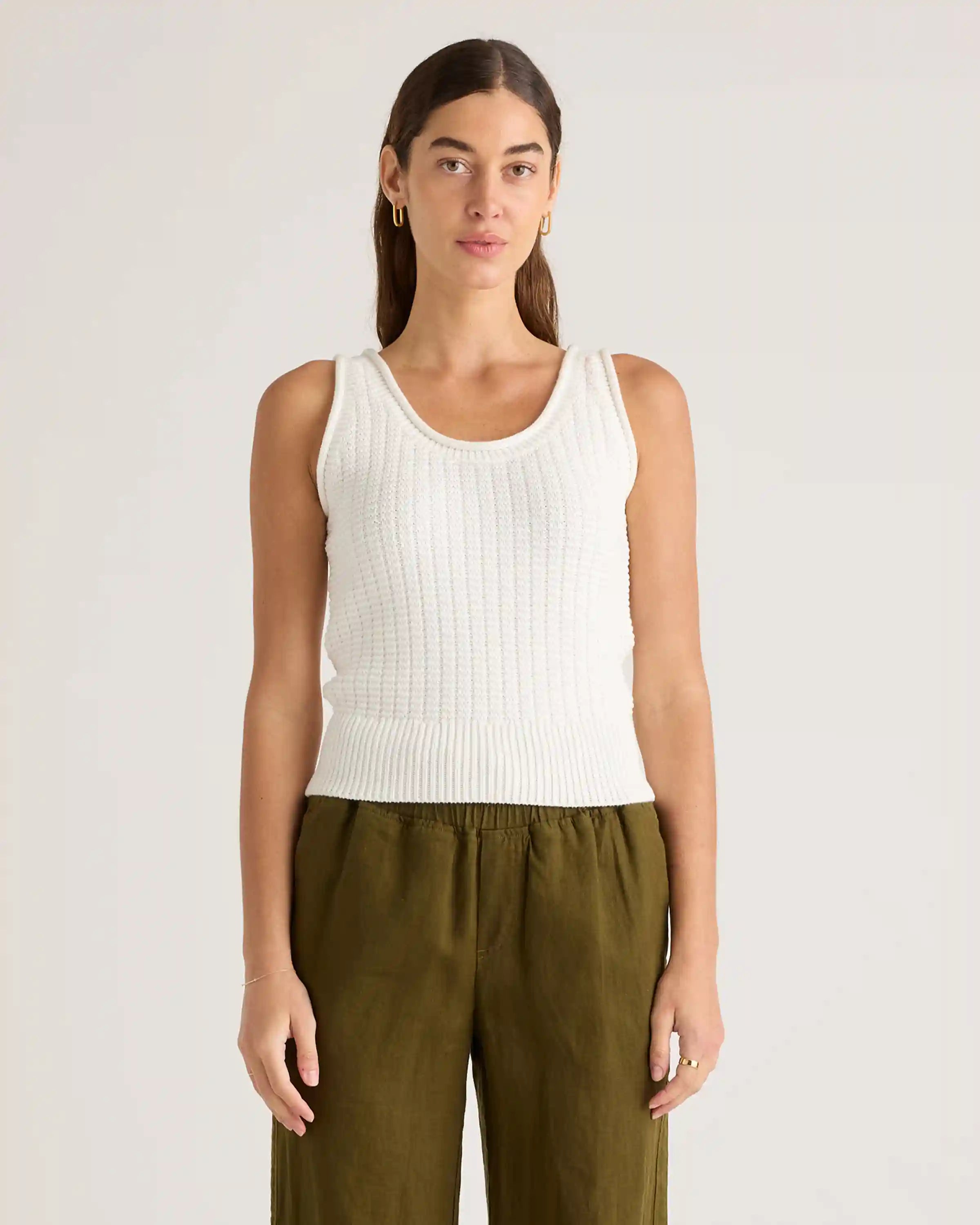 100% Organic Cotton Waffle Cropped Sweater Tank