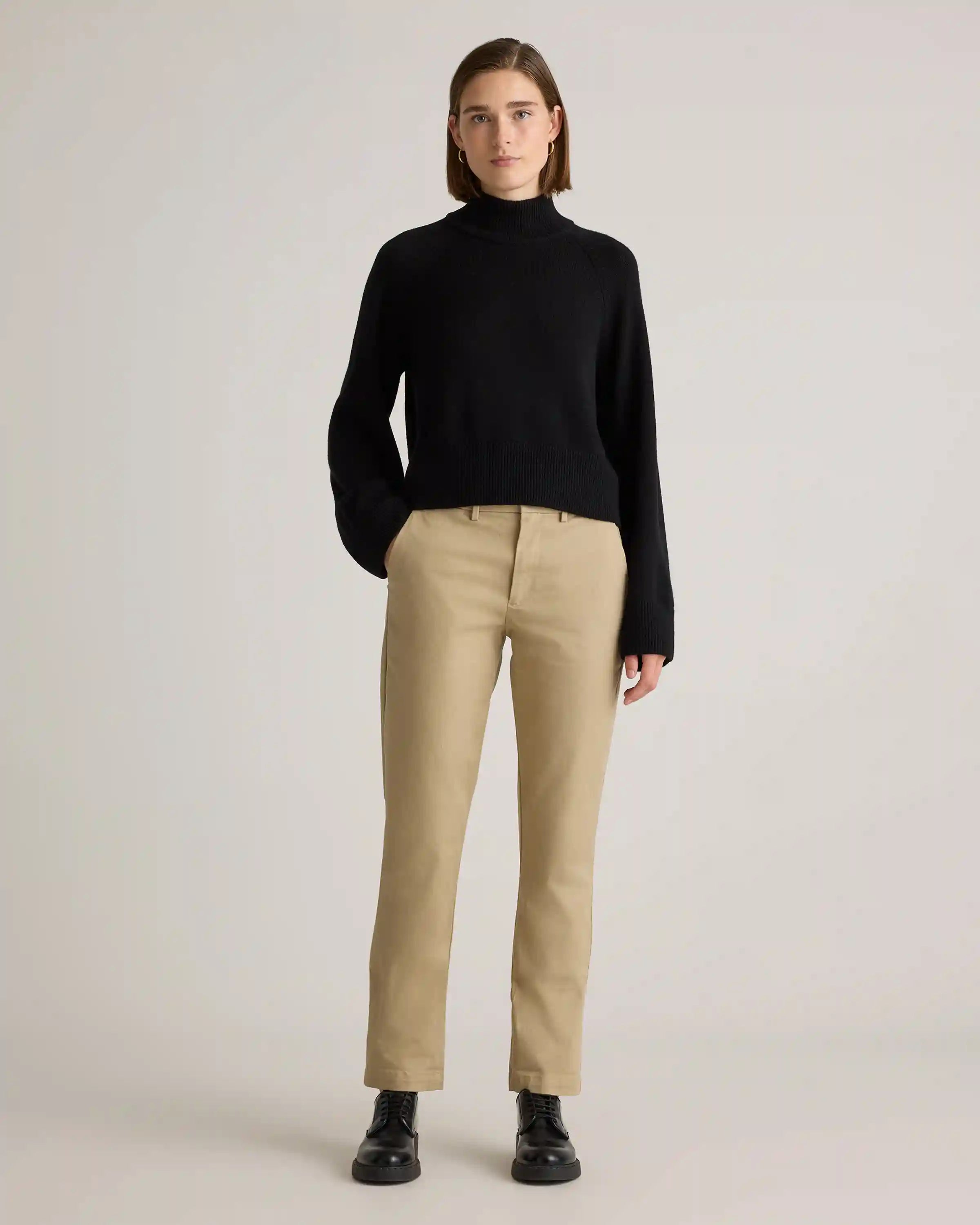 Australian Merino Wool Cropped Mock Neck Sweater