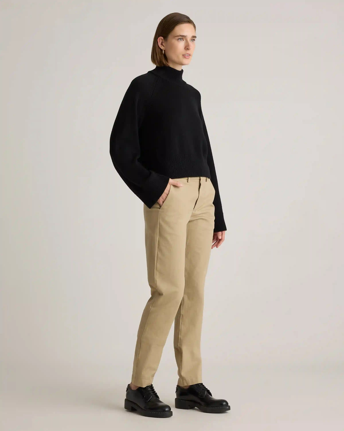 Australian Merino Wool Cropped Mock Neck Sweater