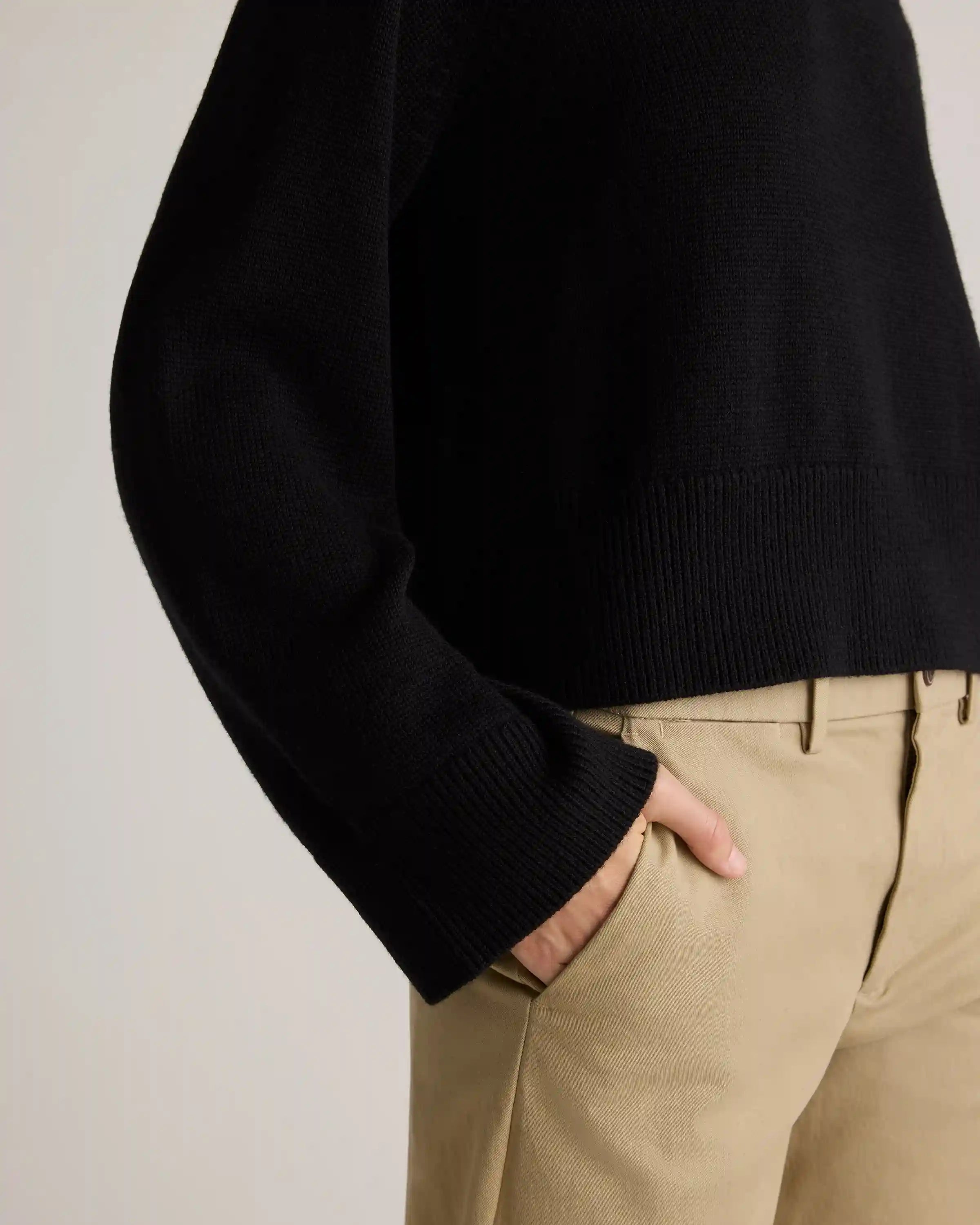 Australian Merino Wool Cropped Mock Neck Sweater