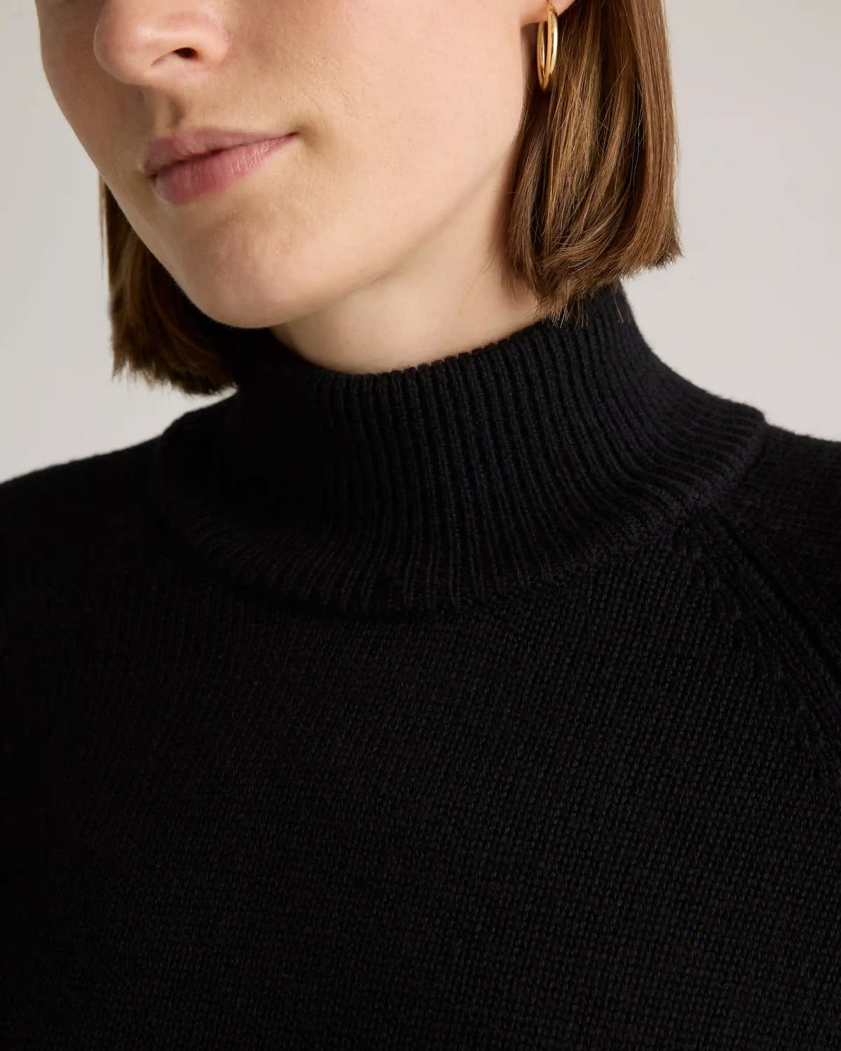 Australian Merino Wool Cropped Mock Neck Sweater