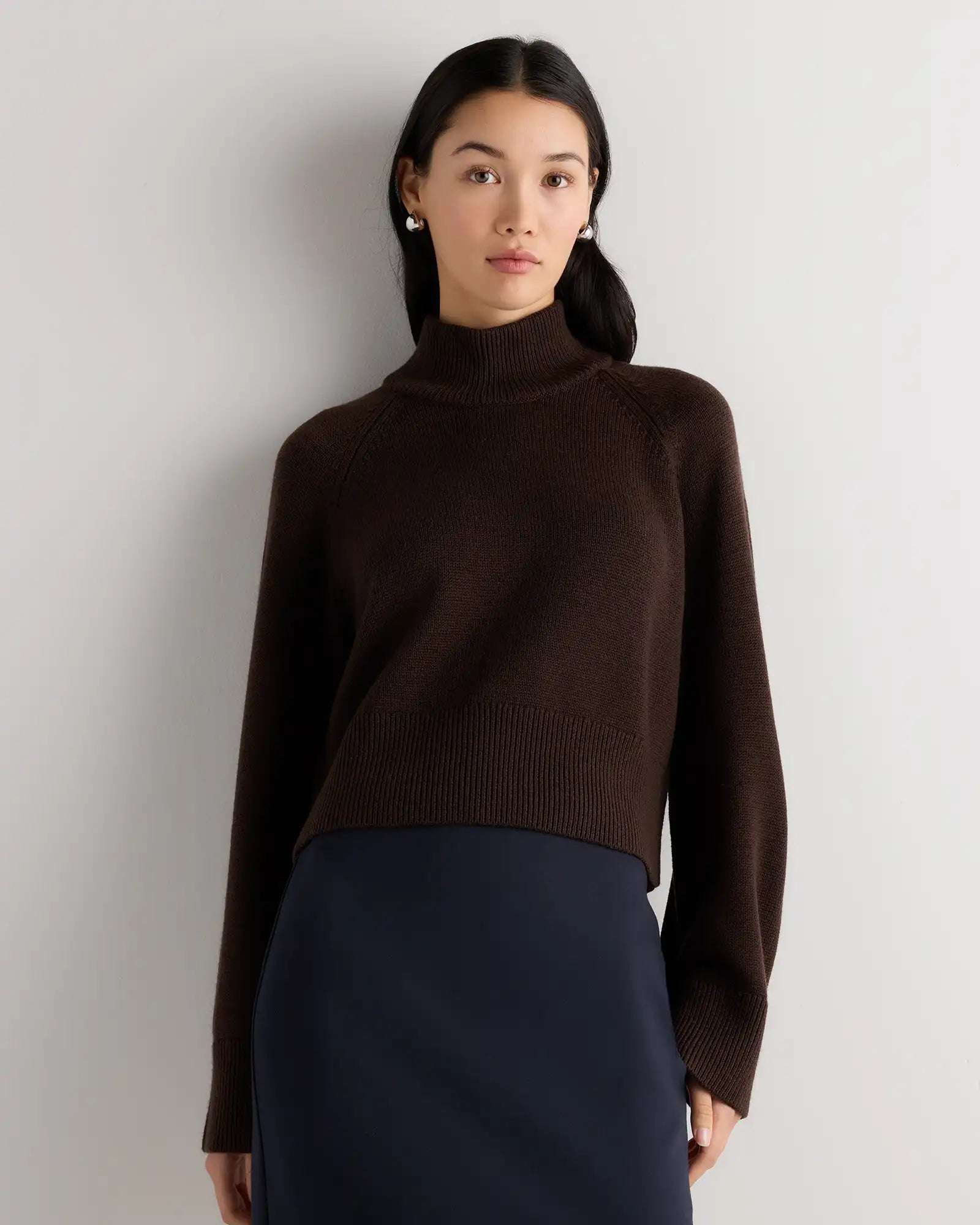 Australian Merino Wool Cropped Mock Neck Sweater