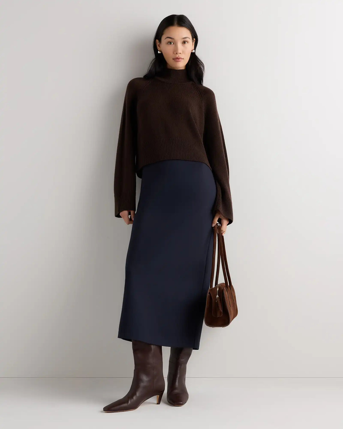Australian Merino Wool Cropped Mock Neck Sweater