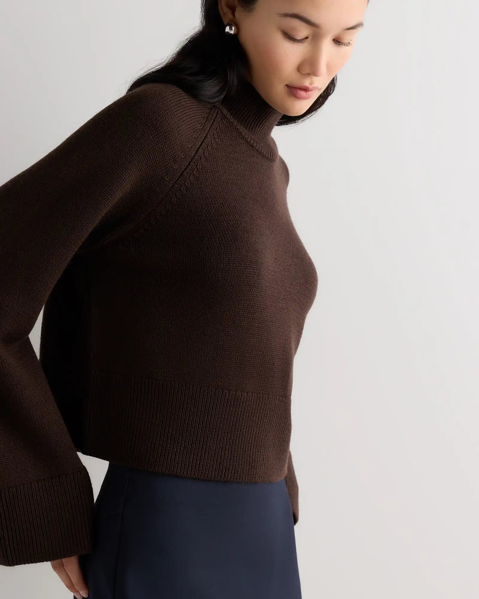 Australian Merino Wool Cropped Mock Neck Sweater