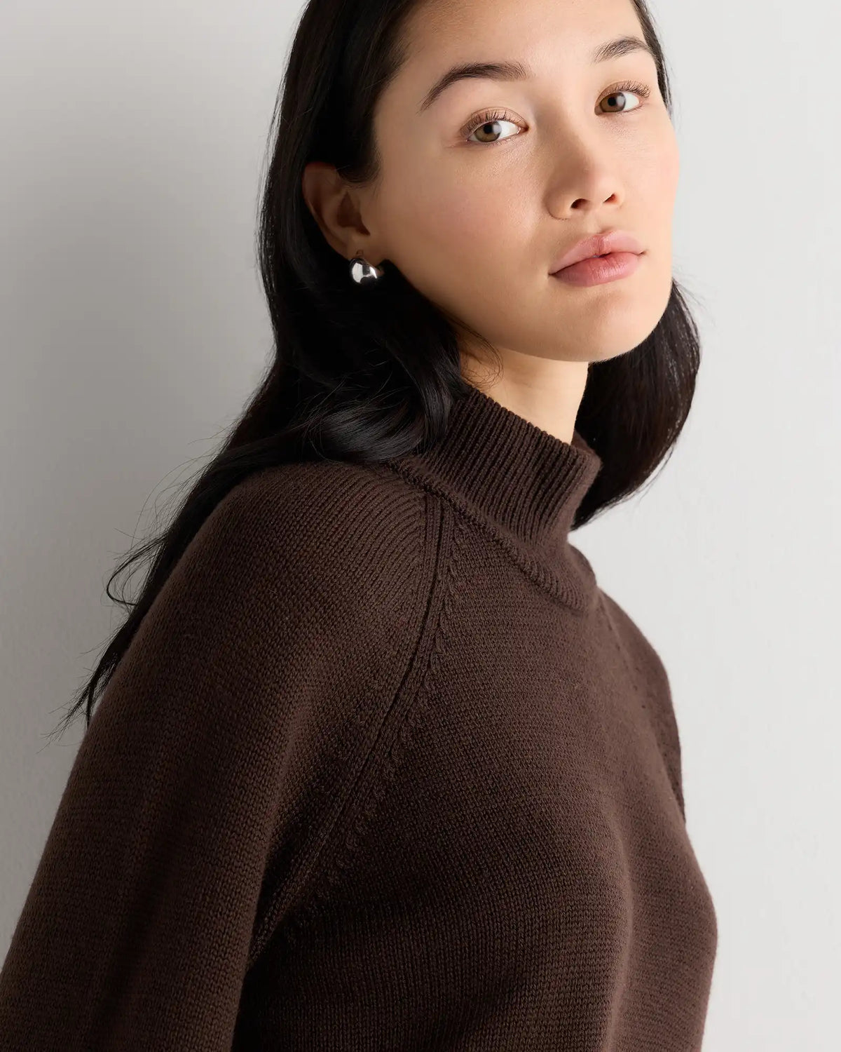 Australian Merino Wool Cropped Mock Neck Sweater