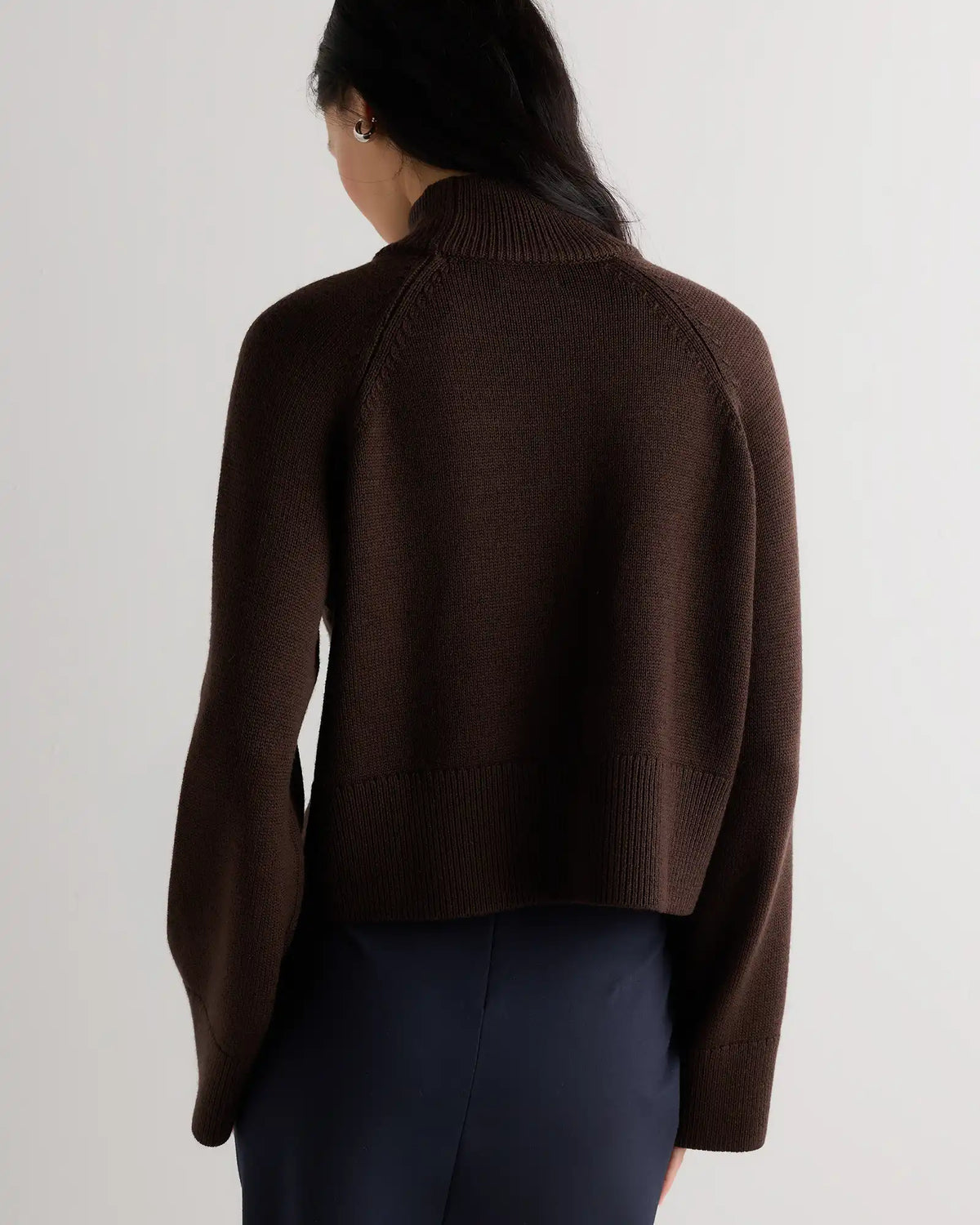 Australian Merino Wool Cropped Mock Neck Sweater