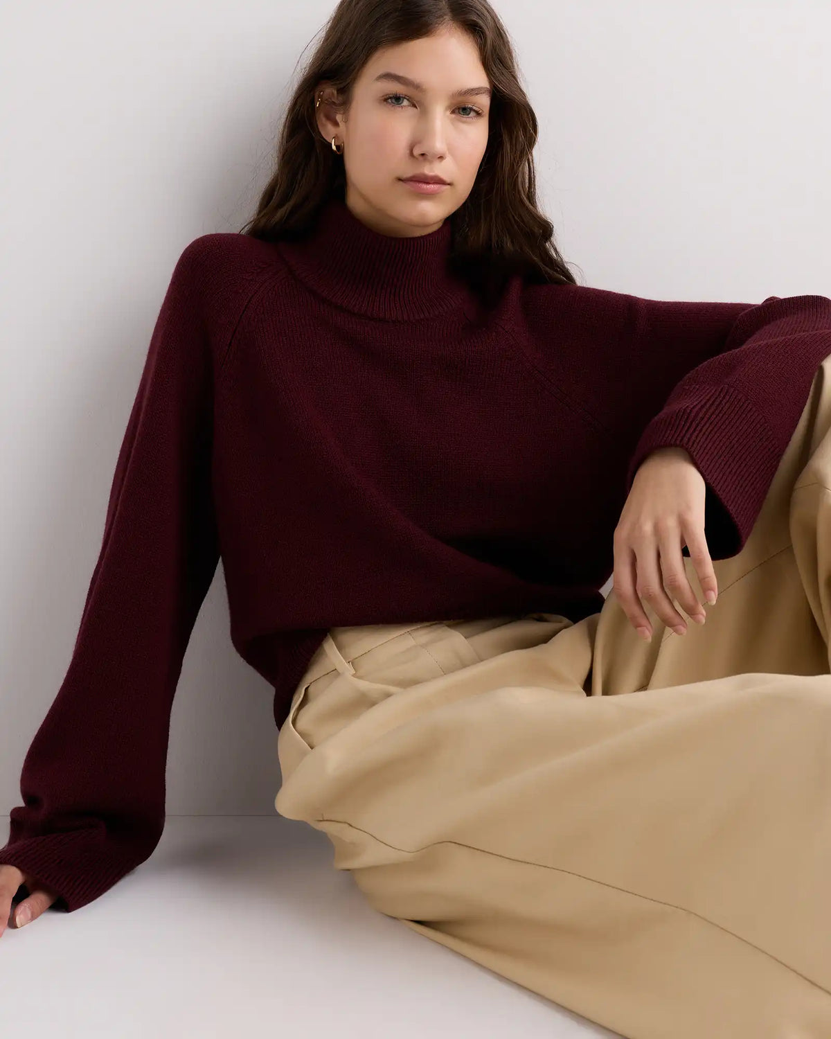 Australian Merino Wool Cropped Mock Neck Sweater