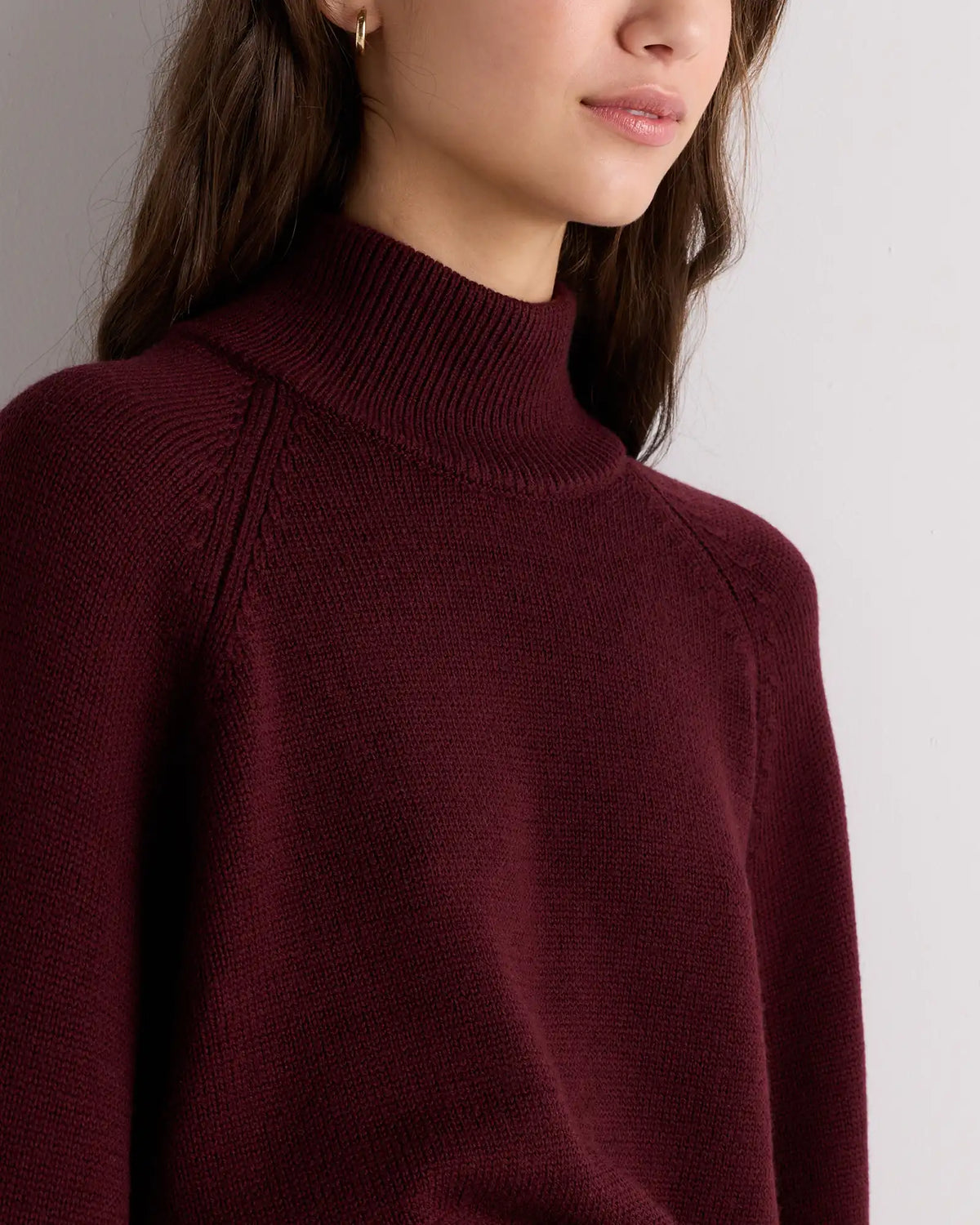 Australian Merino Wool Cropped Mock Neck Sweater
