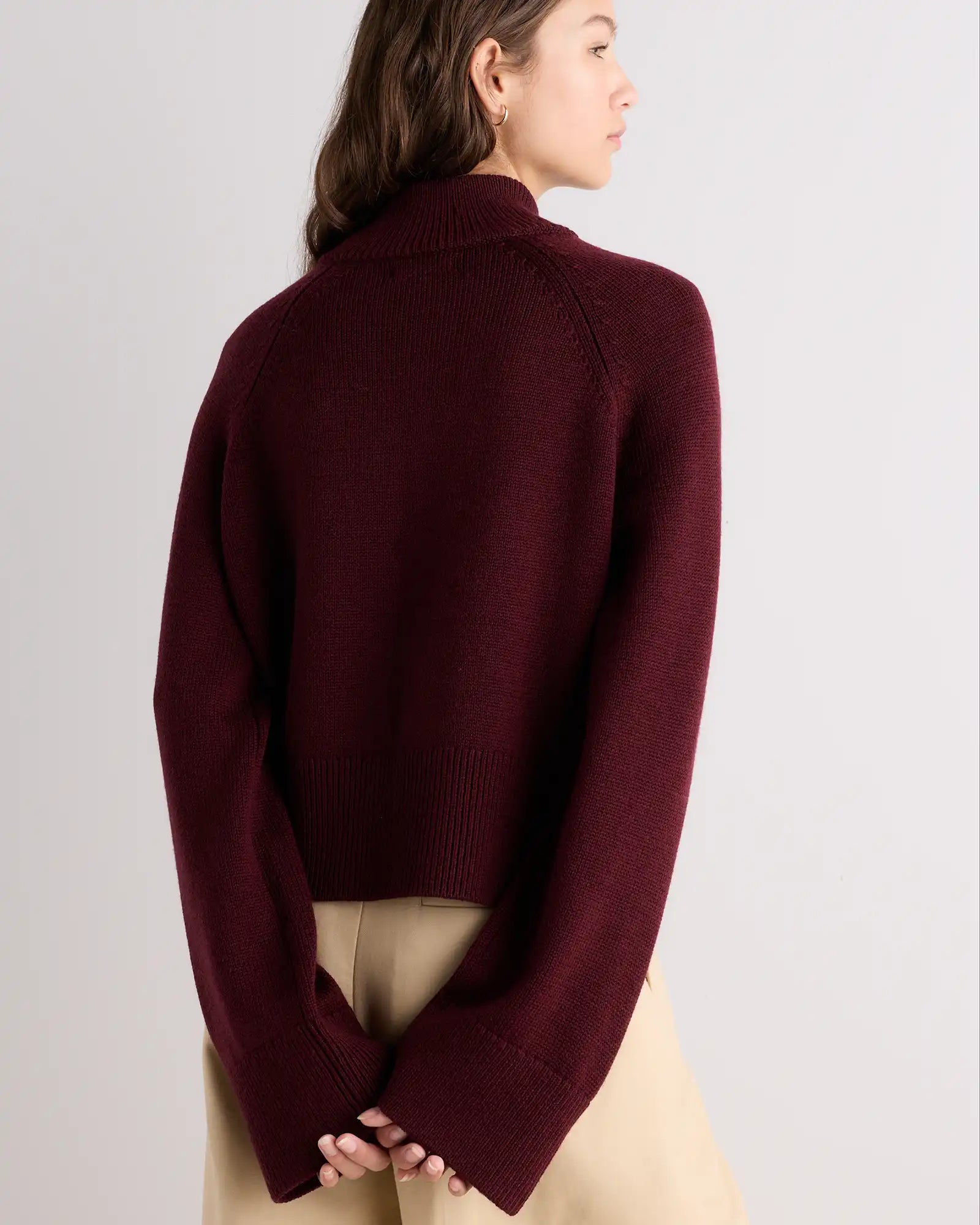 Australian Merino Wool Cropped Mock Neck Sweater