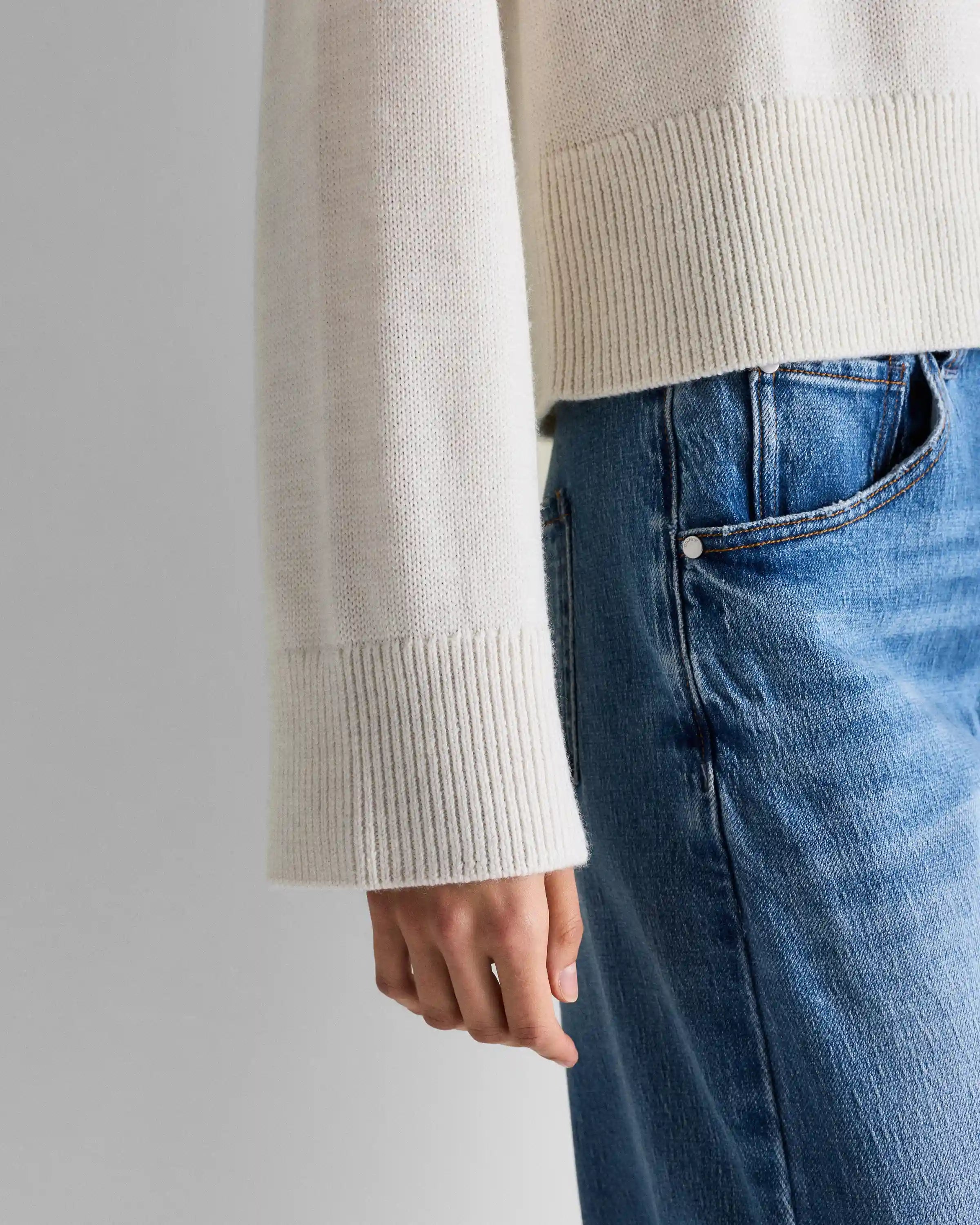 Australian Merino Wool Cropped Mock Neck Sweater