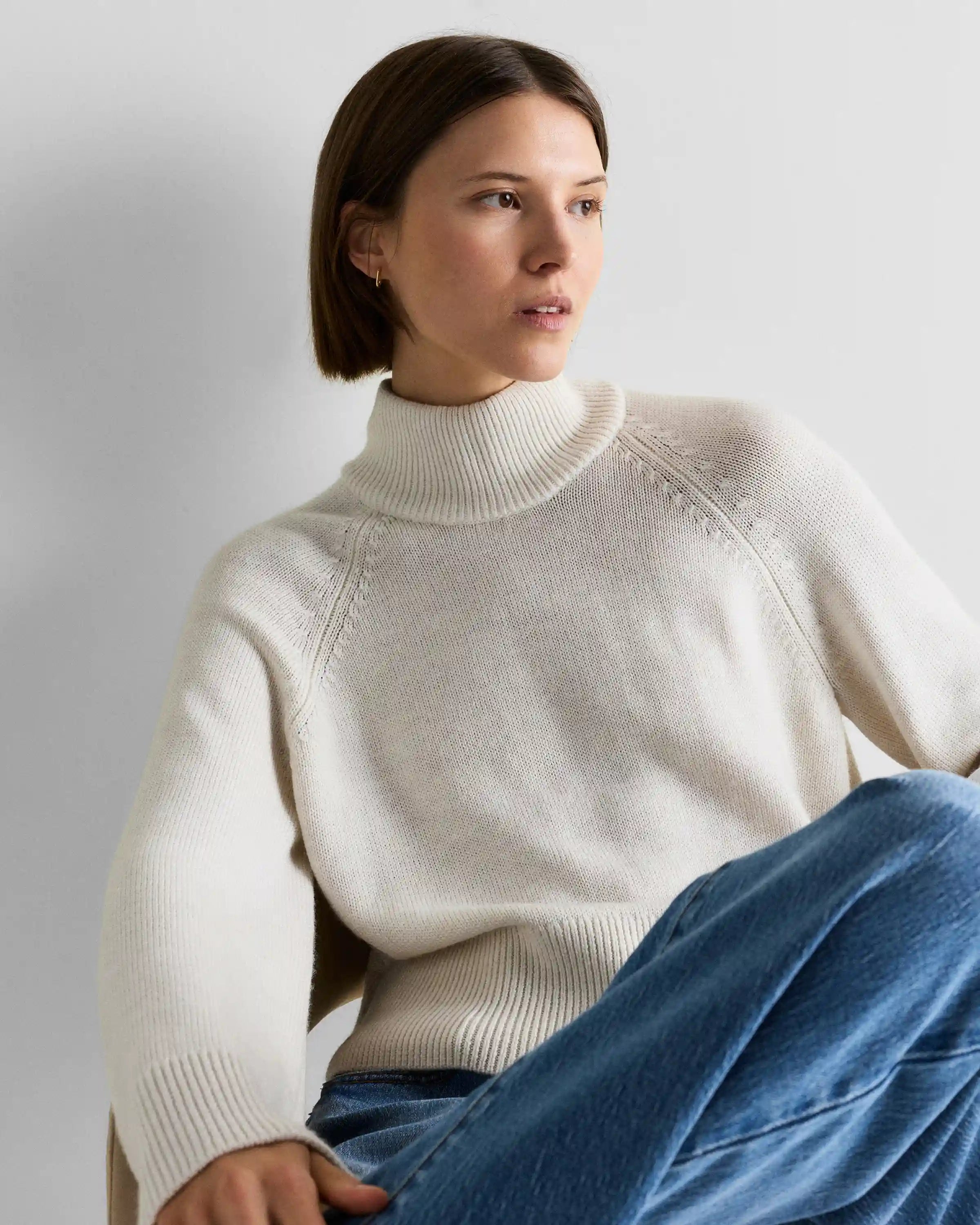 Australian Merino Wool Cropped Mock Neck Sweater
