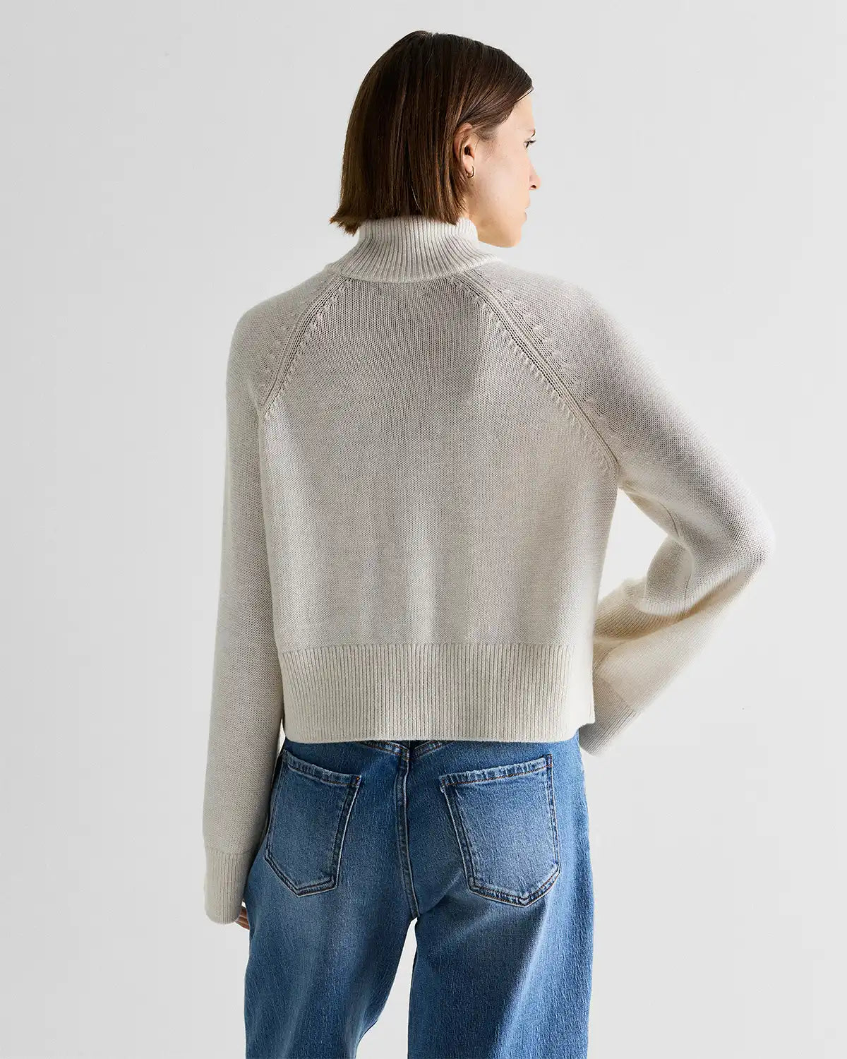 Australian Merino Wool Cropped Mock Neck Sweater